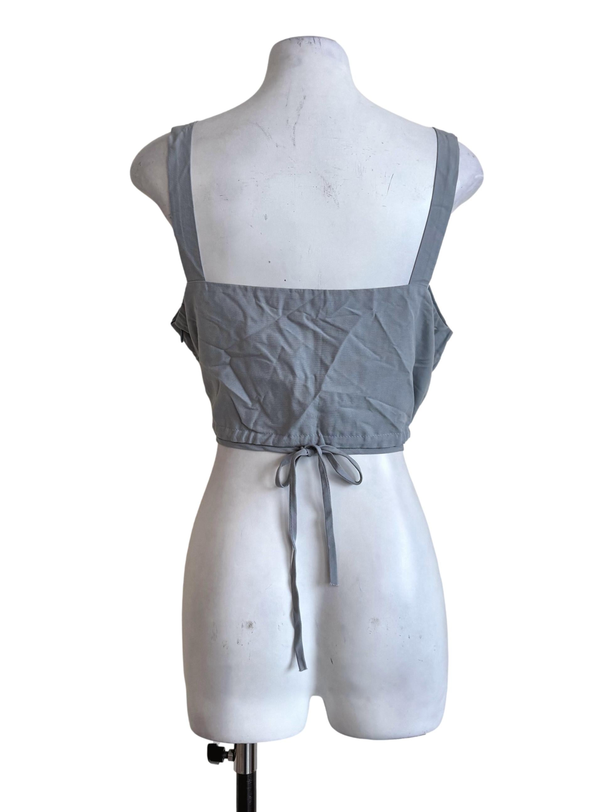 Powder Blue Square Neck Crop Top TEM