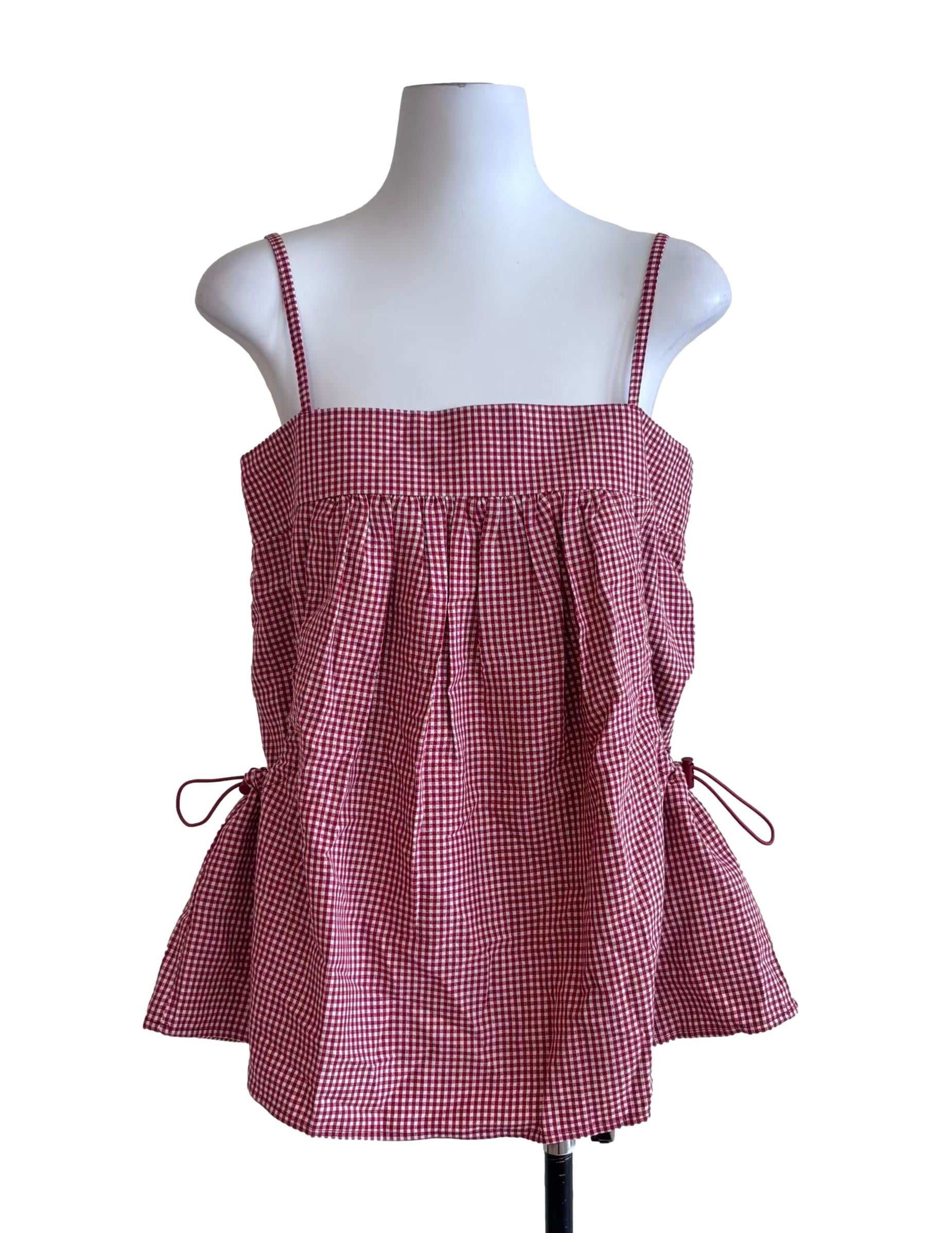 Red Gingham Side Tie Cami Top