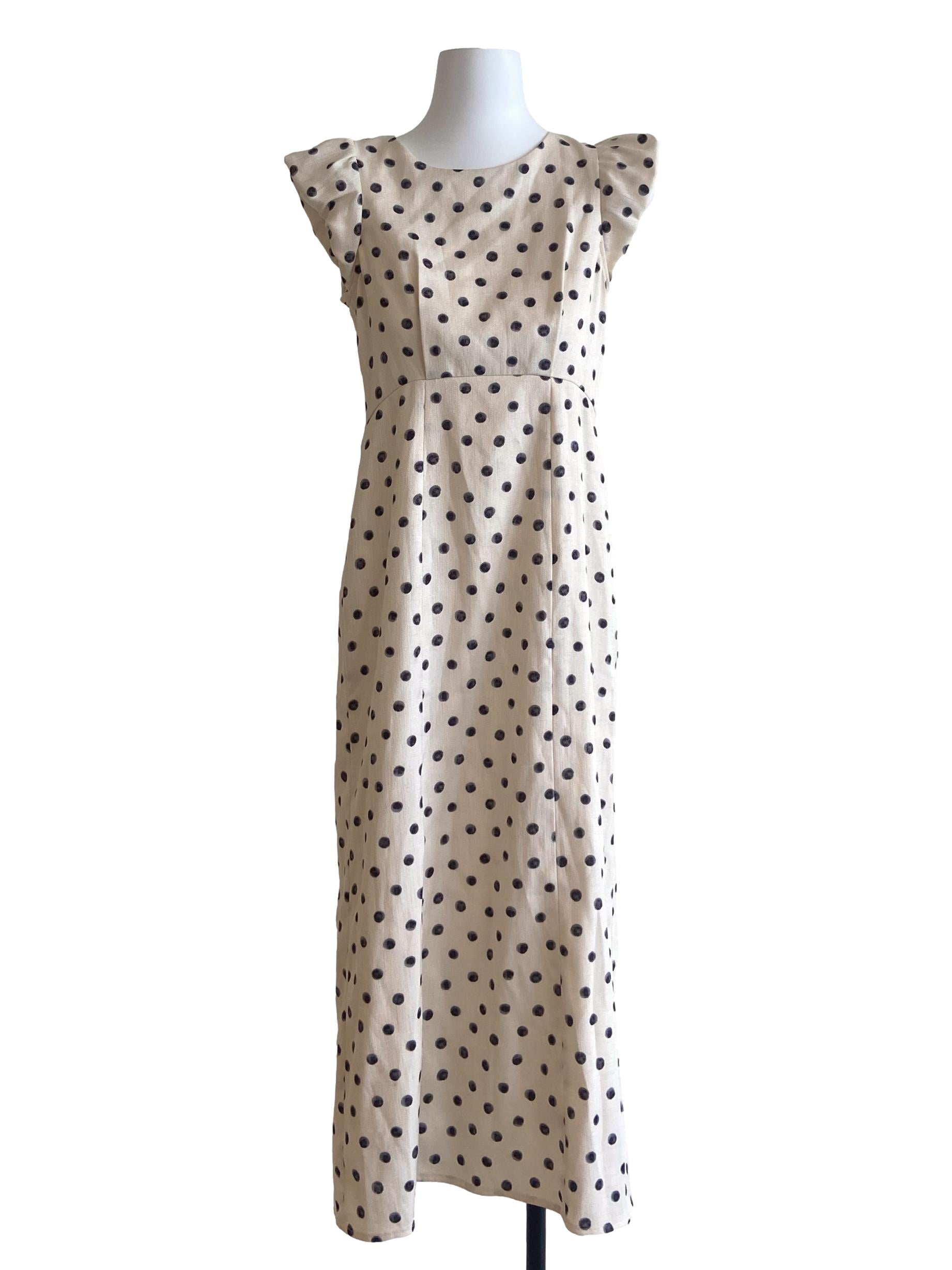Chiffon & Black Dot Empire Dress