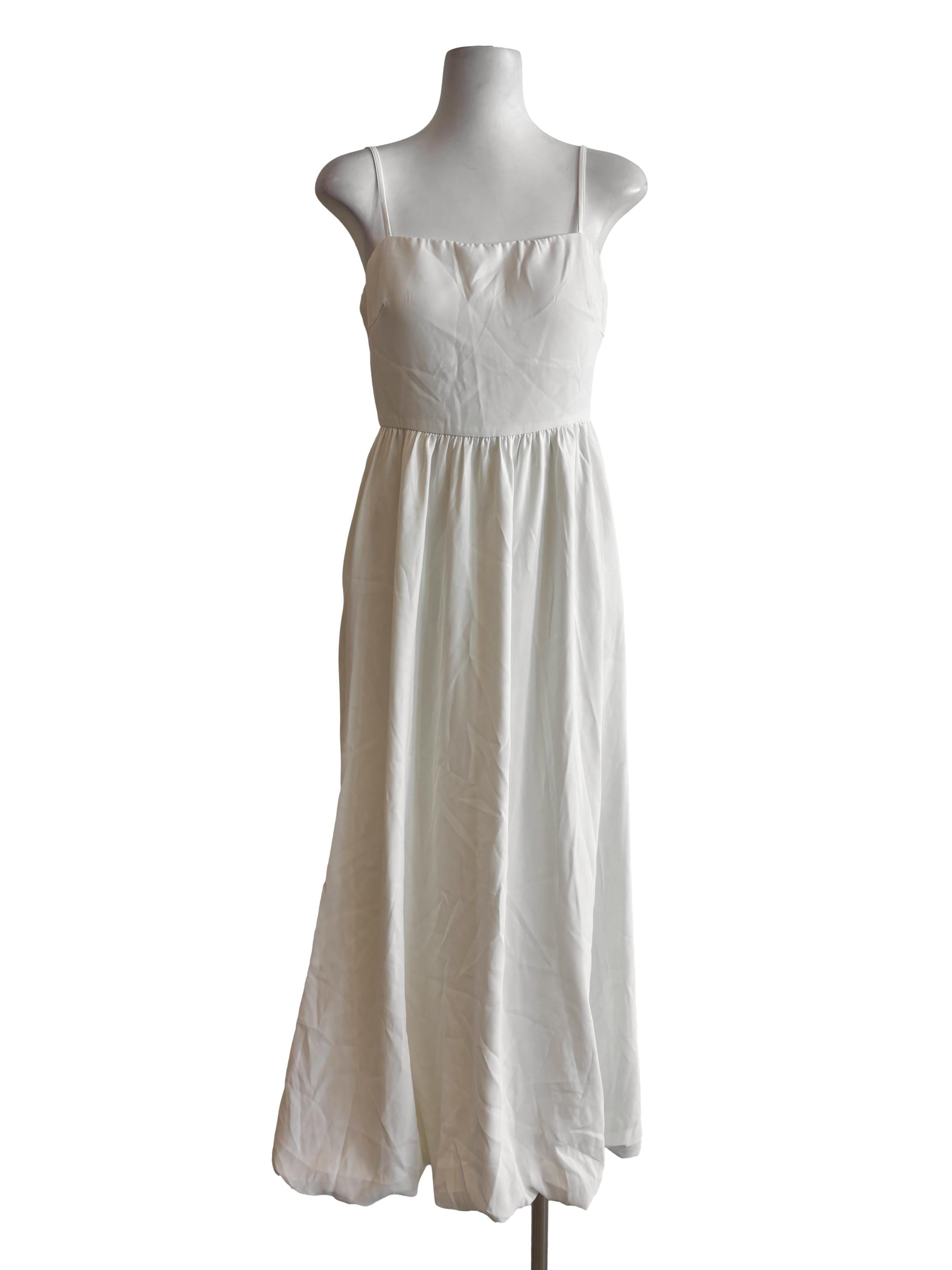 Pearl White Spaghetti Strap Flare Dress