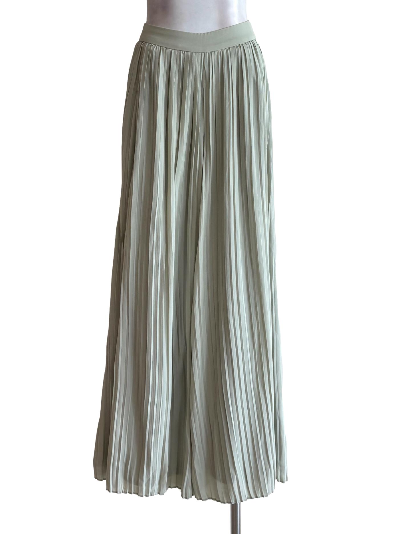 Light Green Pleated Chiffon Pants LB