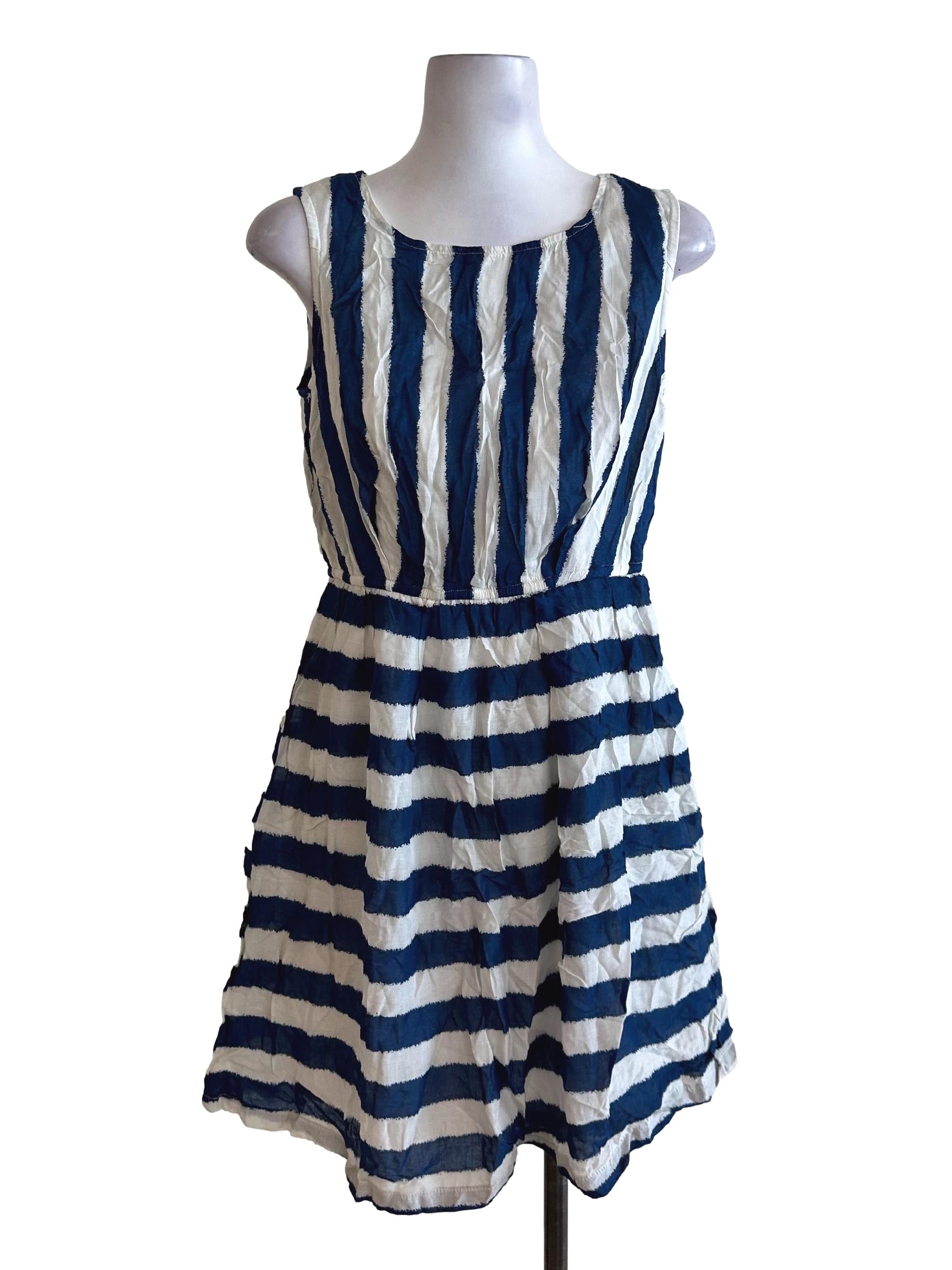 Blue White Stripe A Line Dress