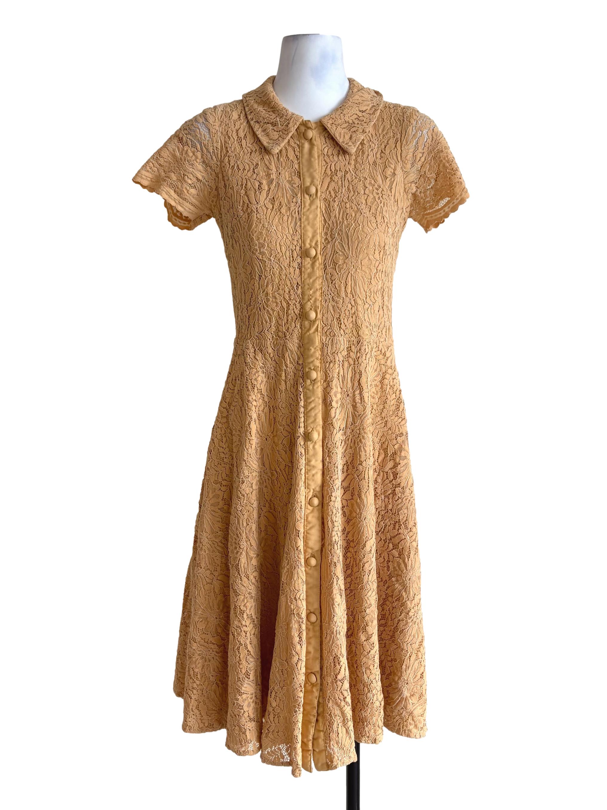 Butter Yellow Lace Shirt Dress
