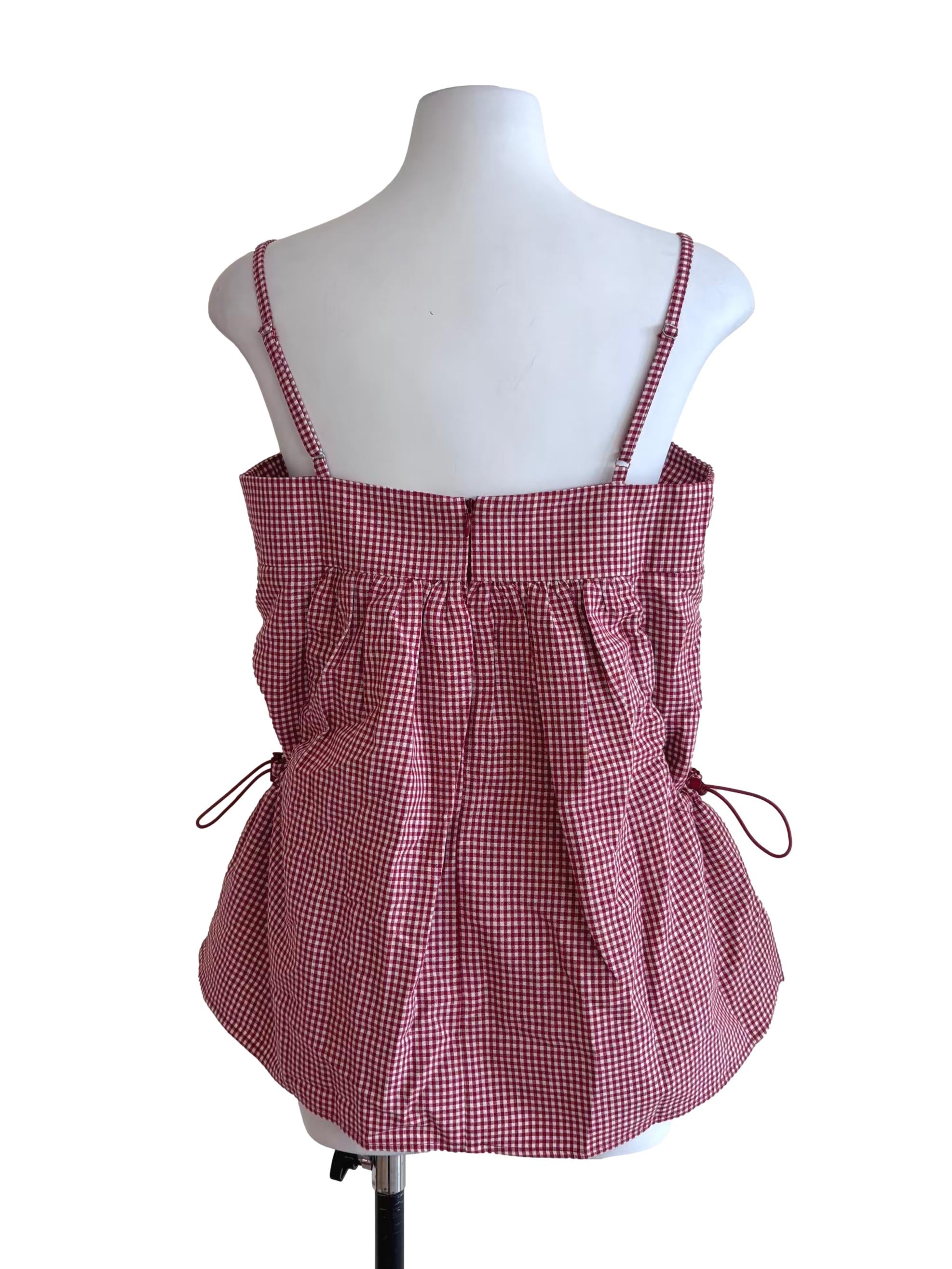 Red Gingham Side Tie Cami Top