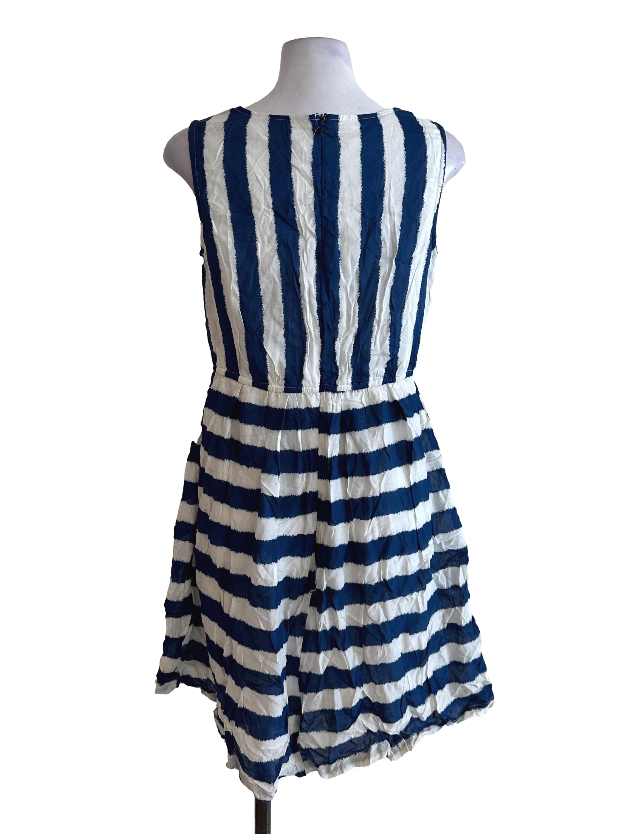 Blue White Stripe A Line Dress