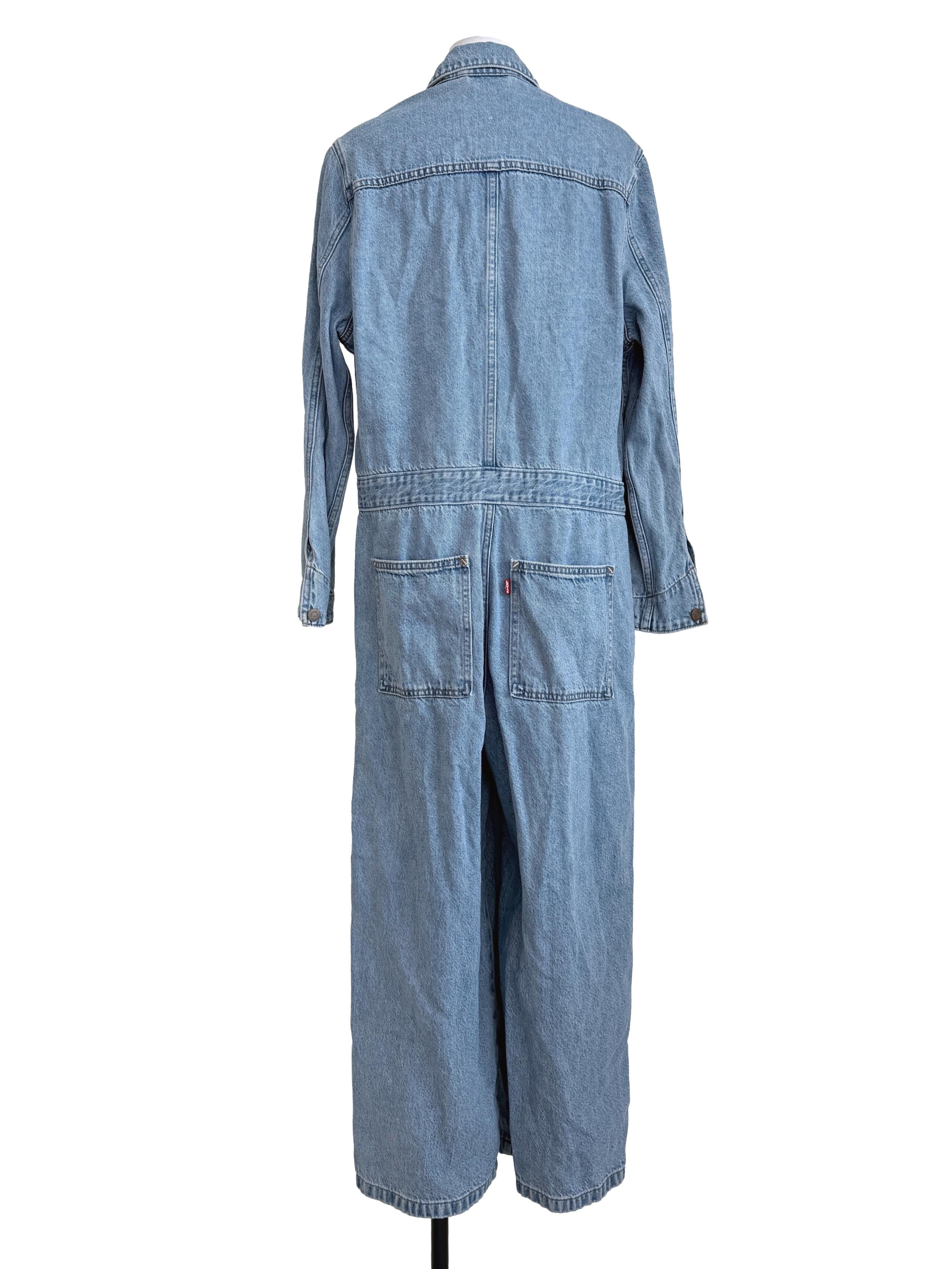 Denim Blue Long Sleeves Jumpsuit