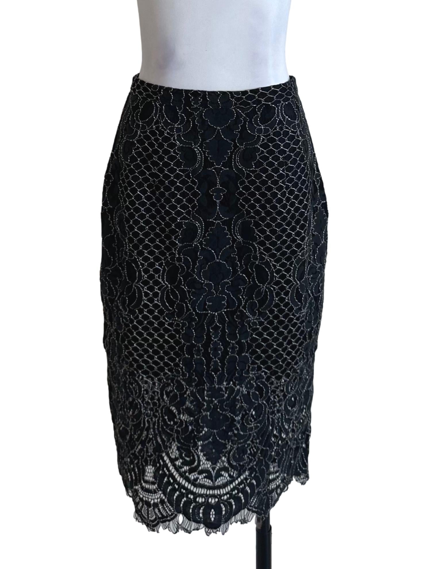 Raven Black Lace Slit Skirt