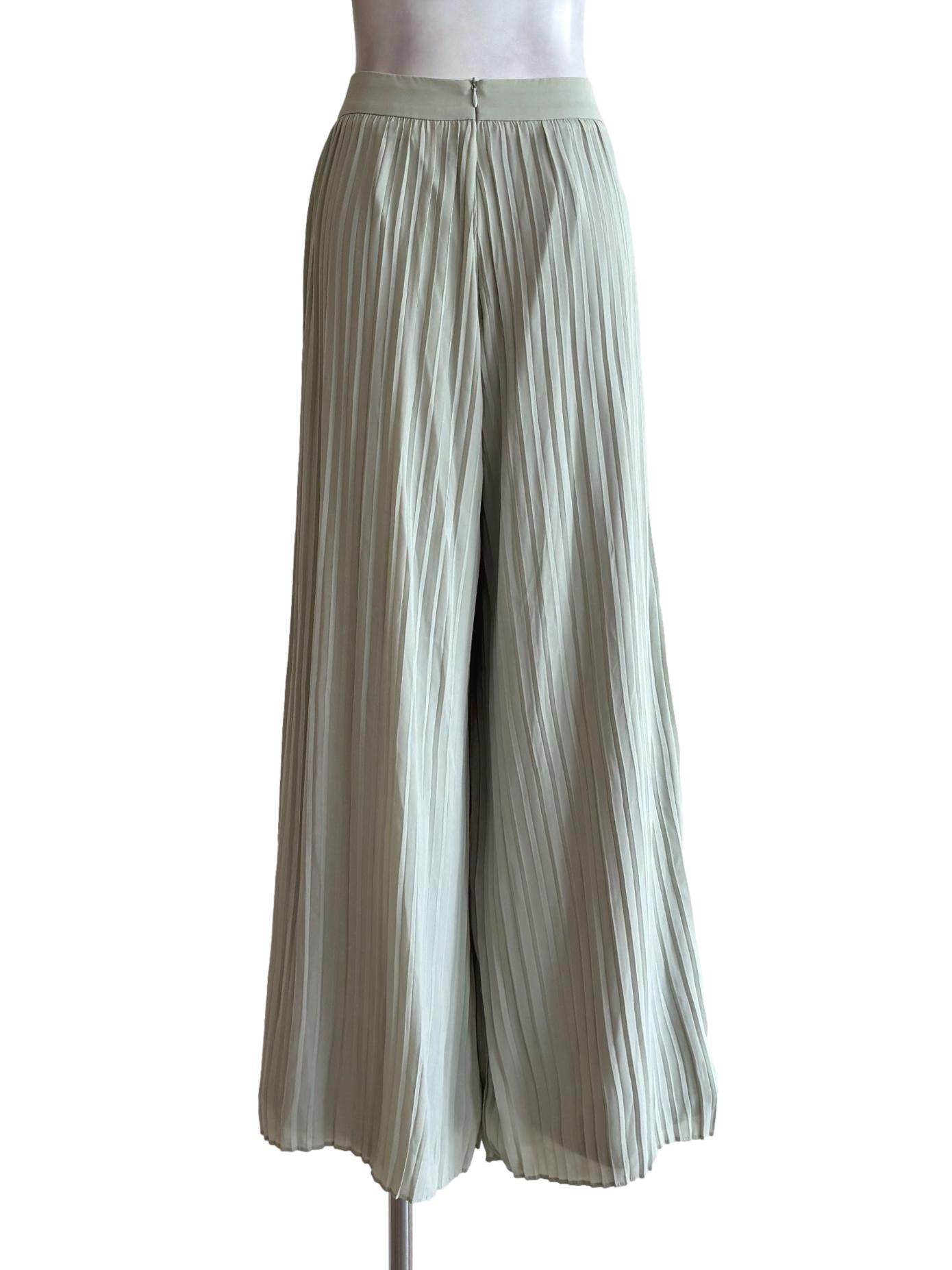 Light Green Pleated Chiffon Pants LB