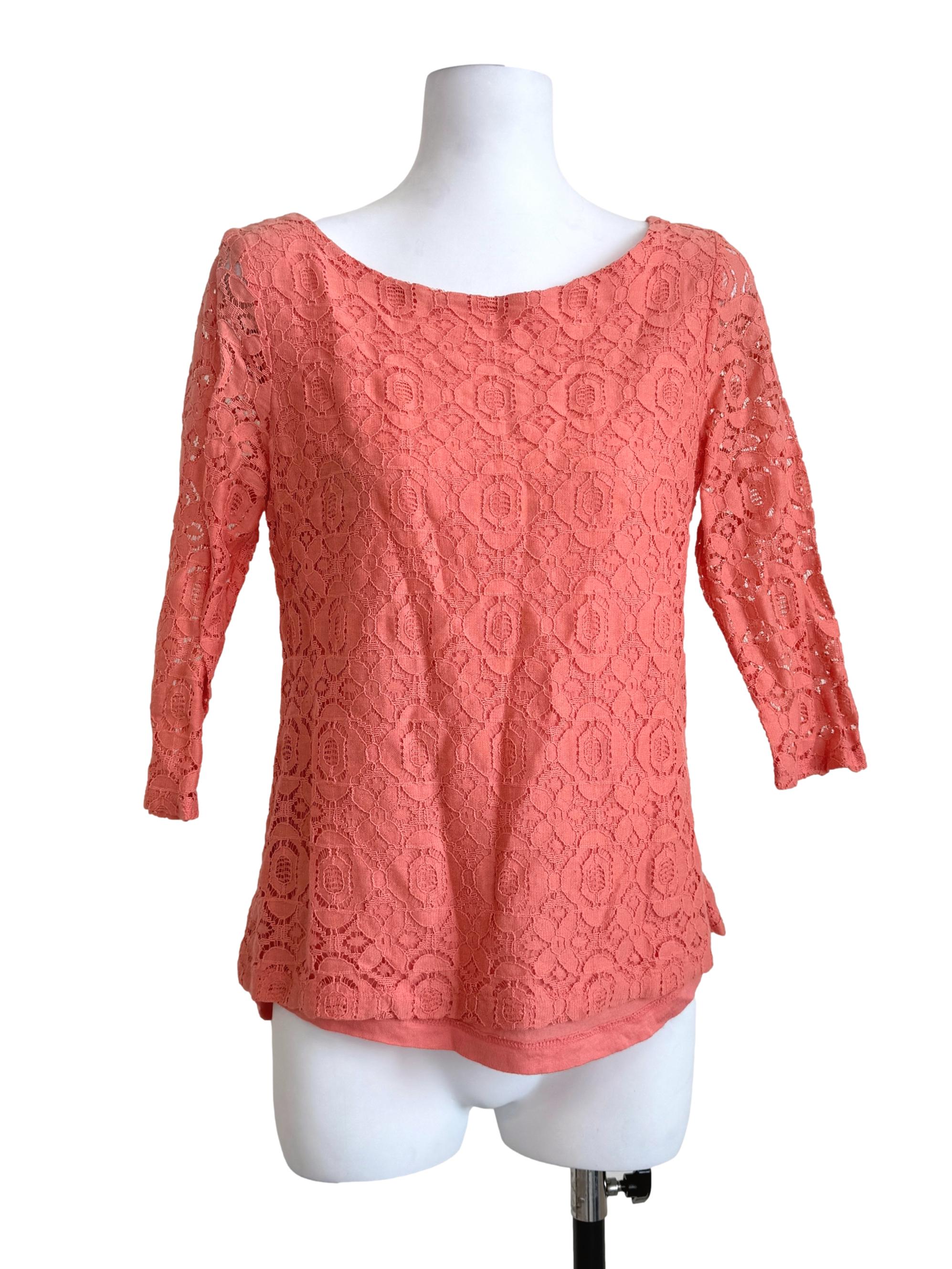 Coral Pink Lace Top