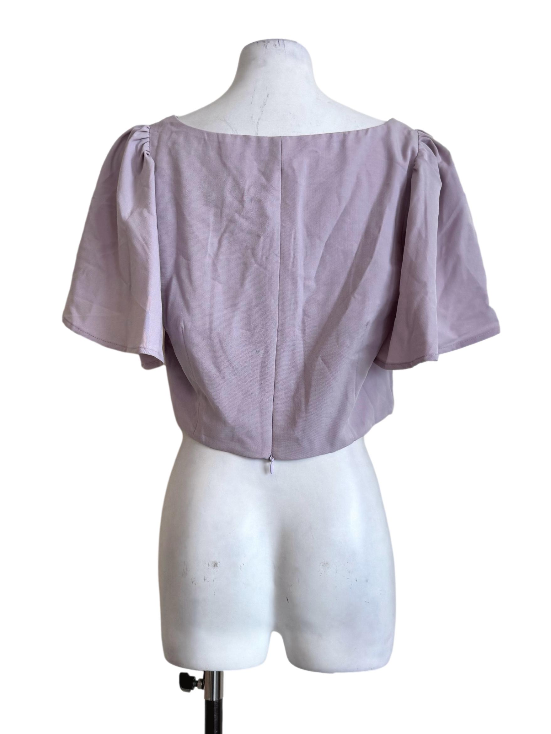 Misty Lilac Sweetheart Neck Crop Top