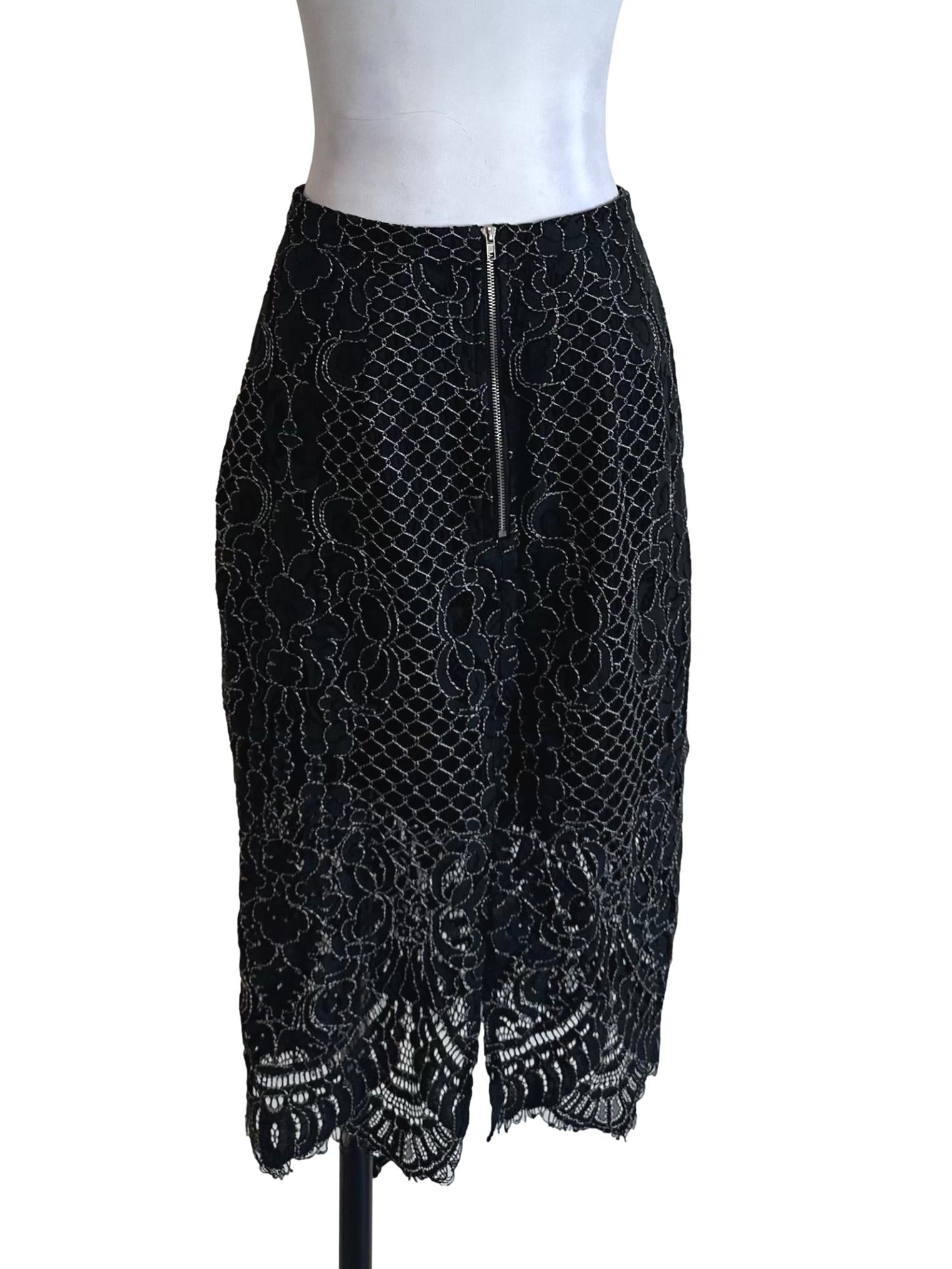 Raven Black Lace Slit Skirt