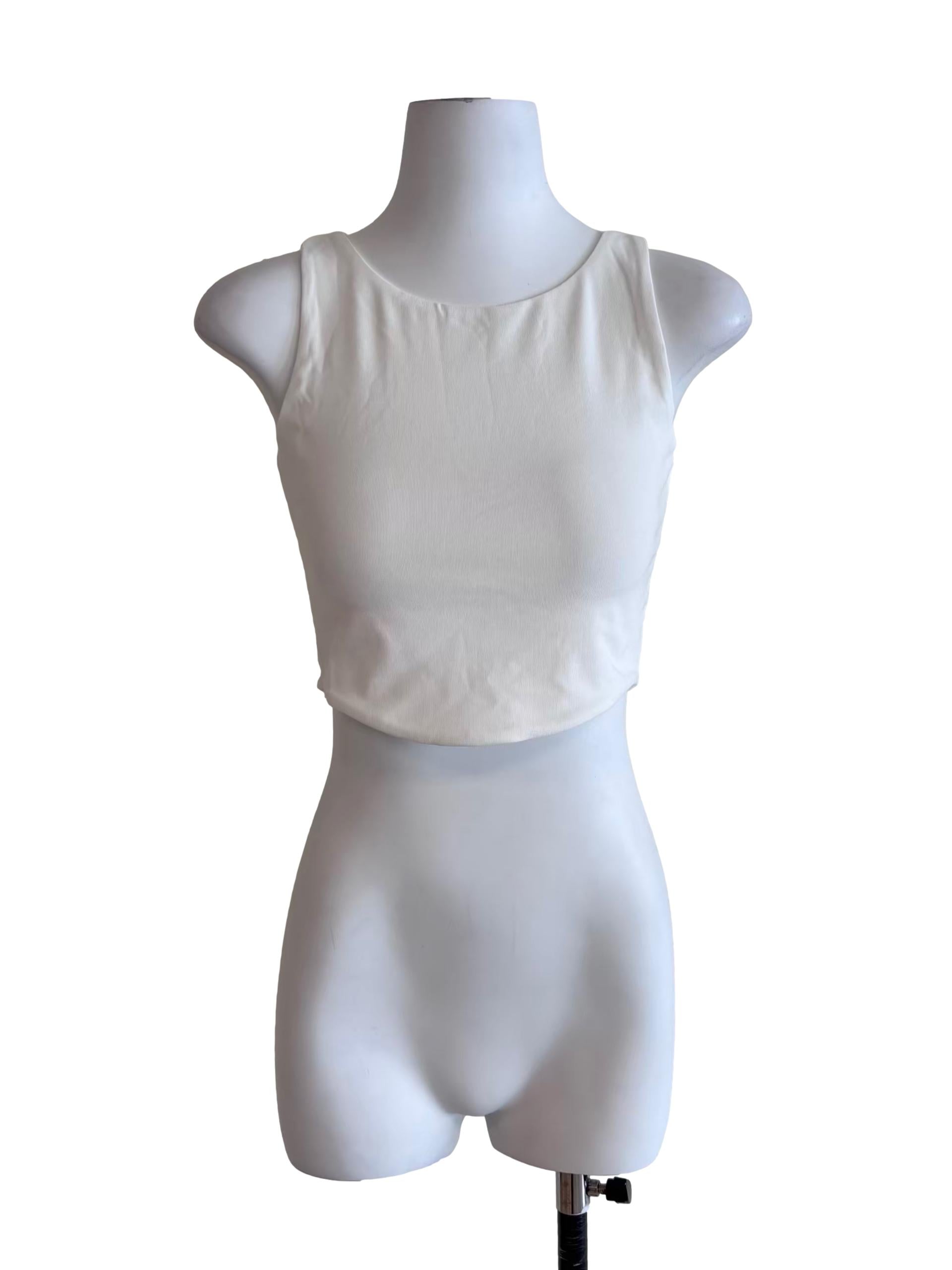 Daisy White Curved Crop Top