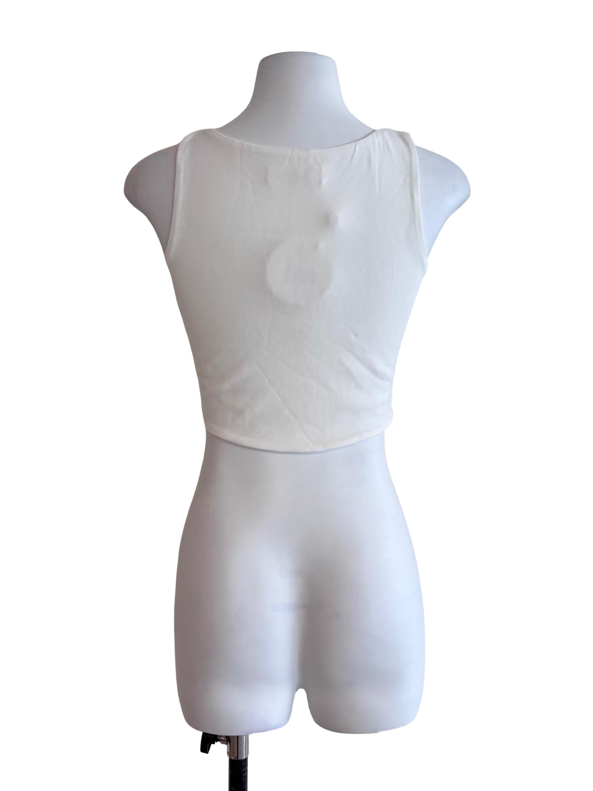 Daisy White Curved Crop Top