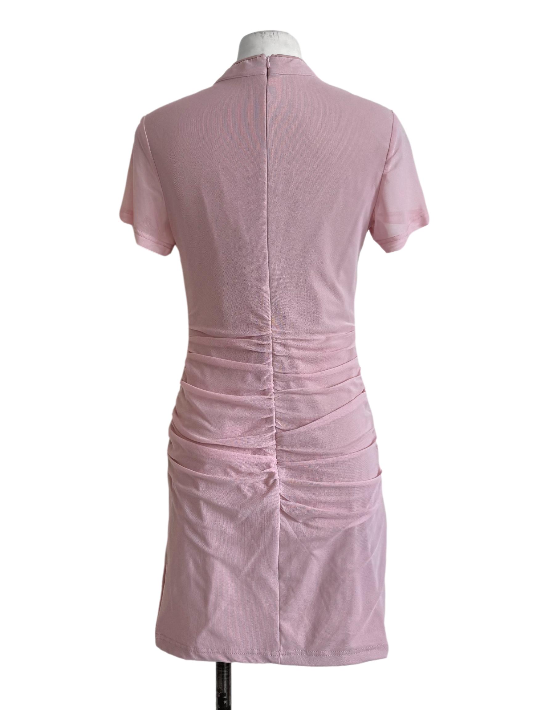 Blush Keyhole Front With Chinese Button Dress