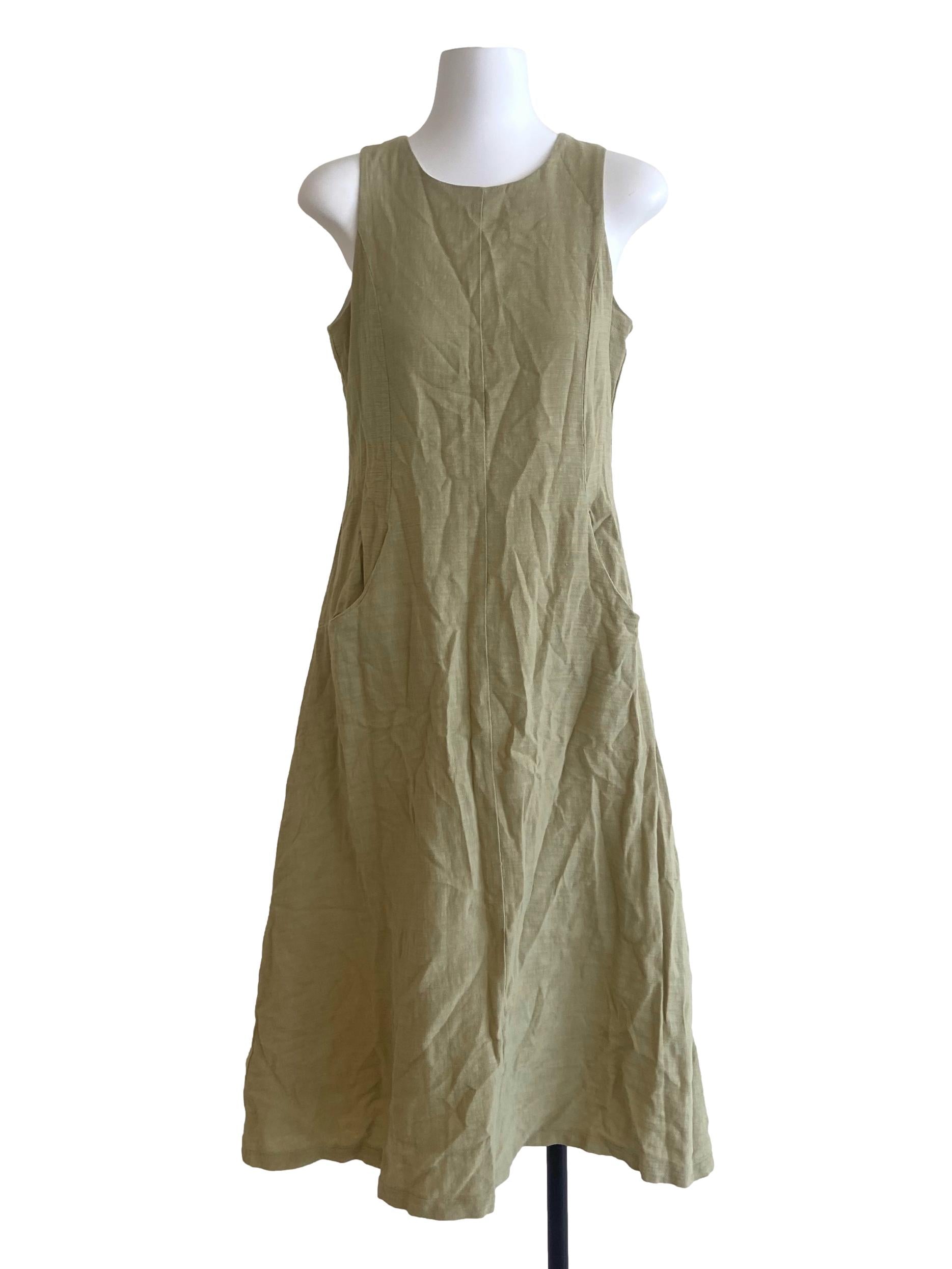 Olive Green Apron Shift Dress
