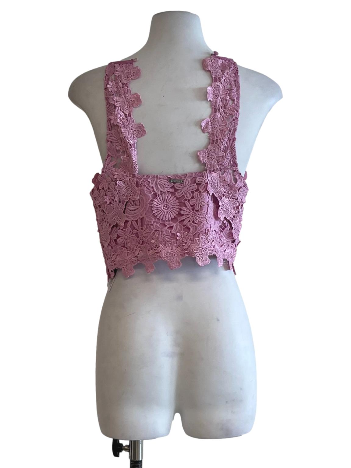 Taffy Pink Floral Cropped Sleeveless Top