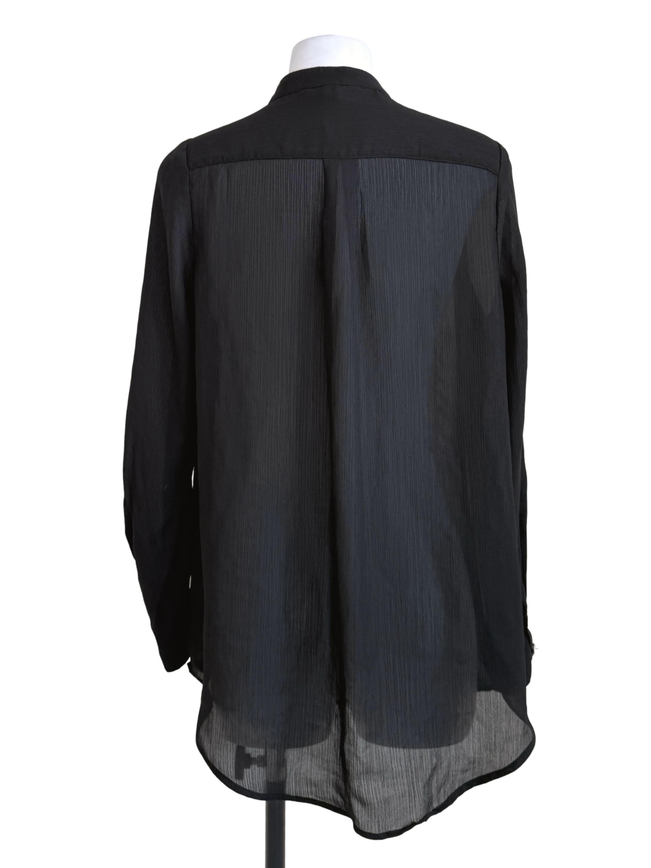 Black Sheer Long Sleeves Top