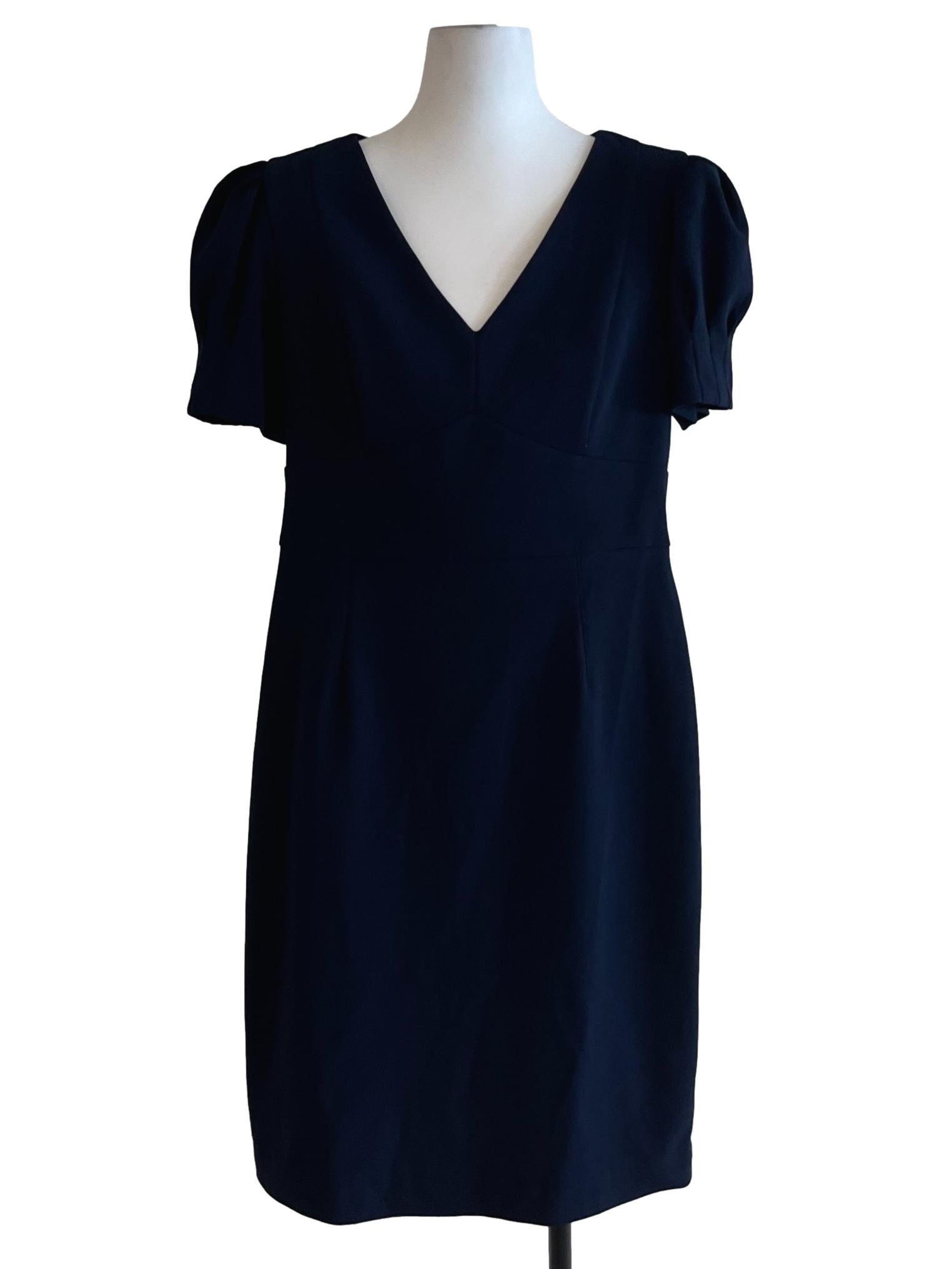 Navy Blue V-Neckline Empire Dress