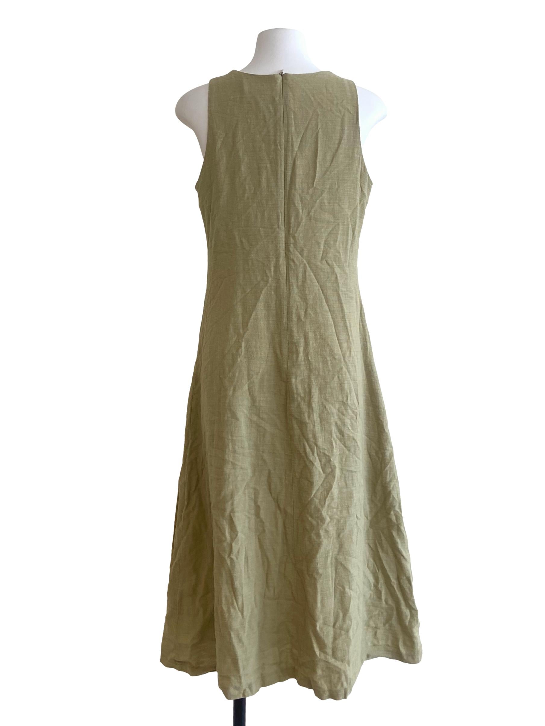 Olive Green Apron Shift Dress