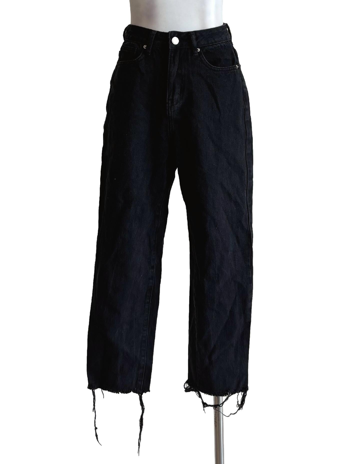 Black Frayed Hem Jeans LB