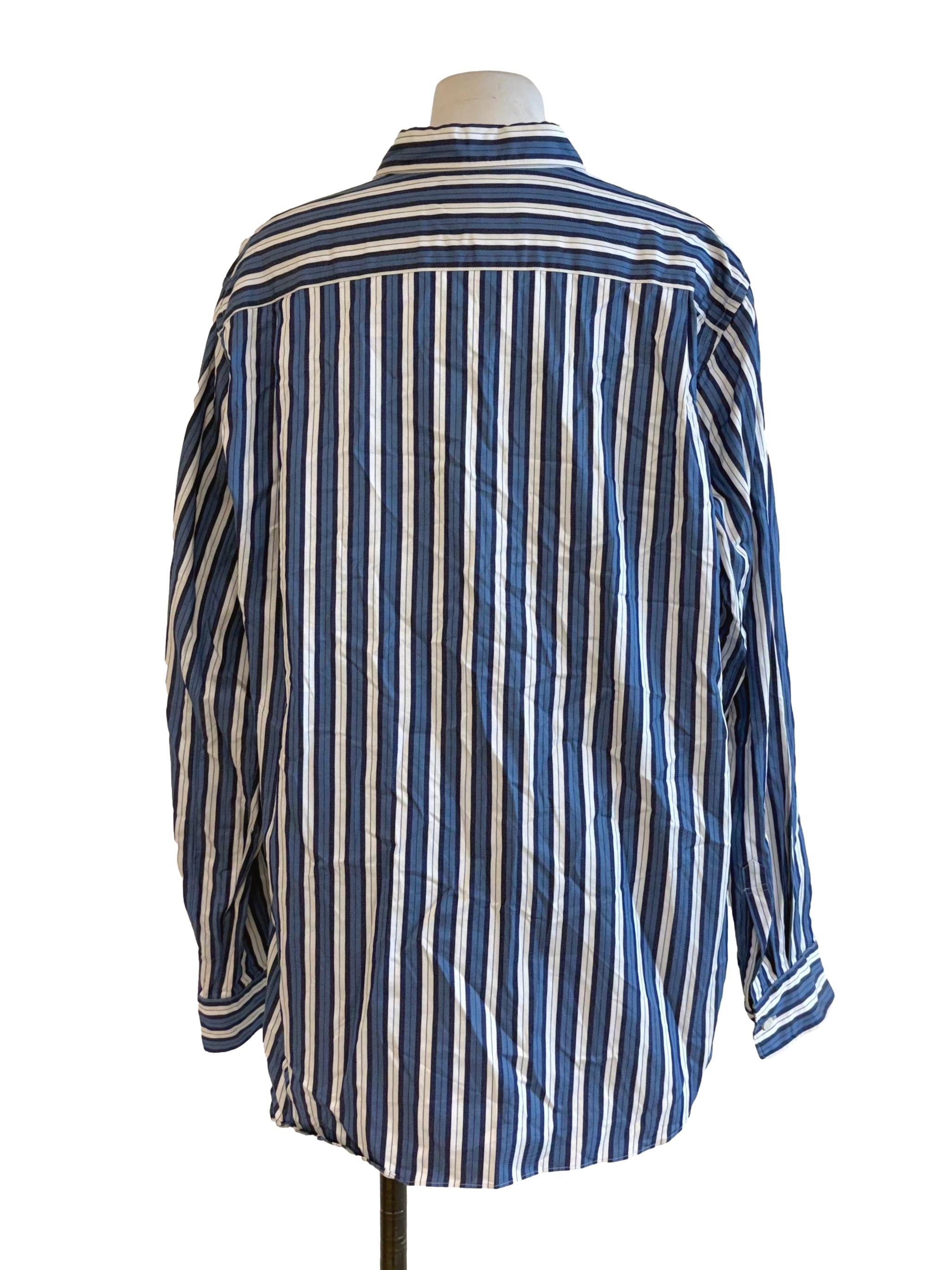 Blue Stripe Zip Up Blouse
