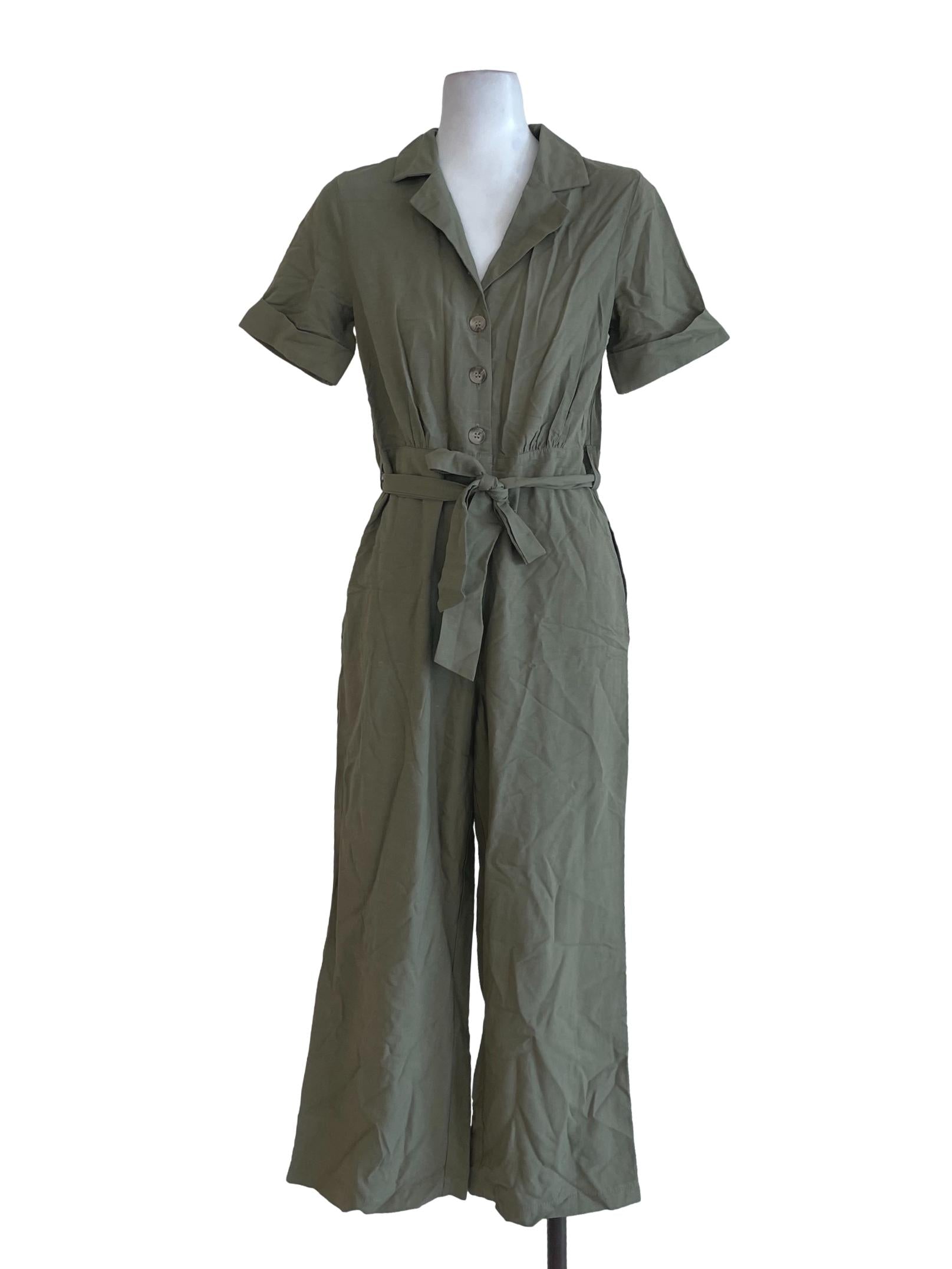 Sage Green Collared Jumpsuit TEM