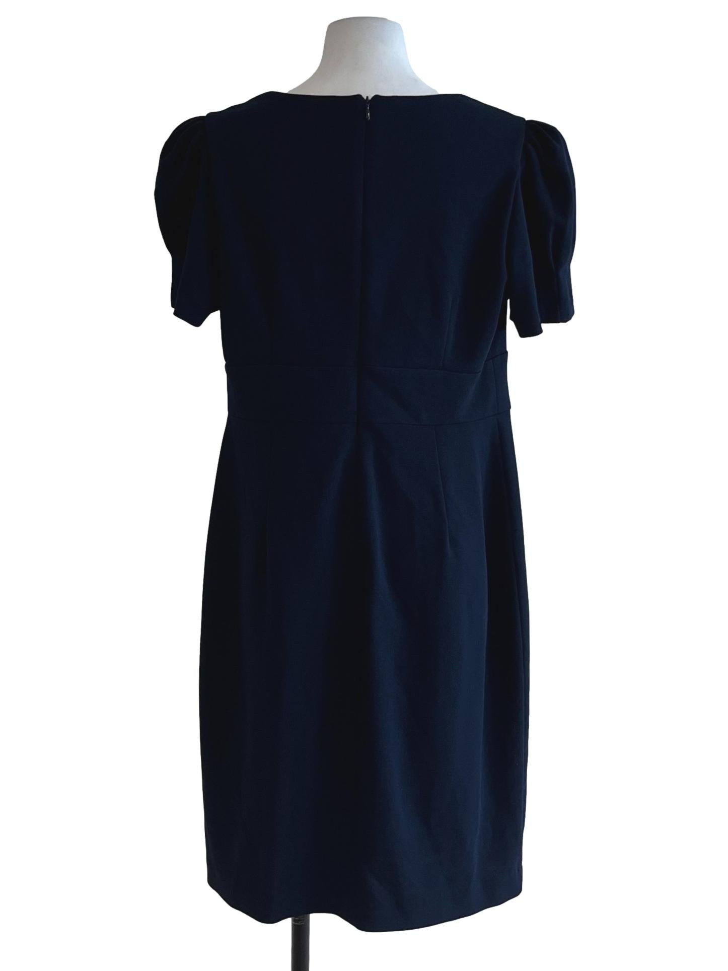 Navy Blue V-Neckline Empire Dress
