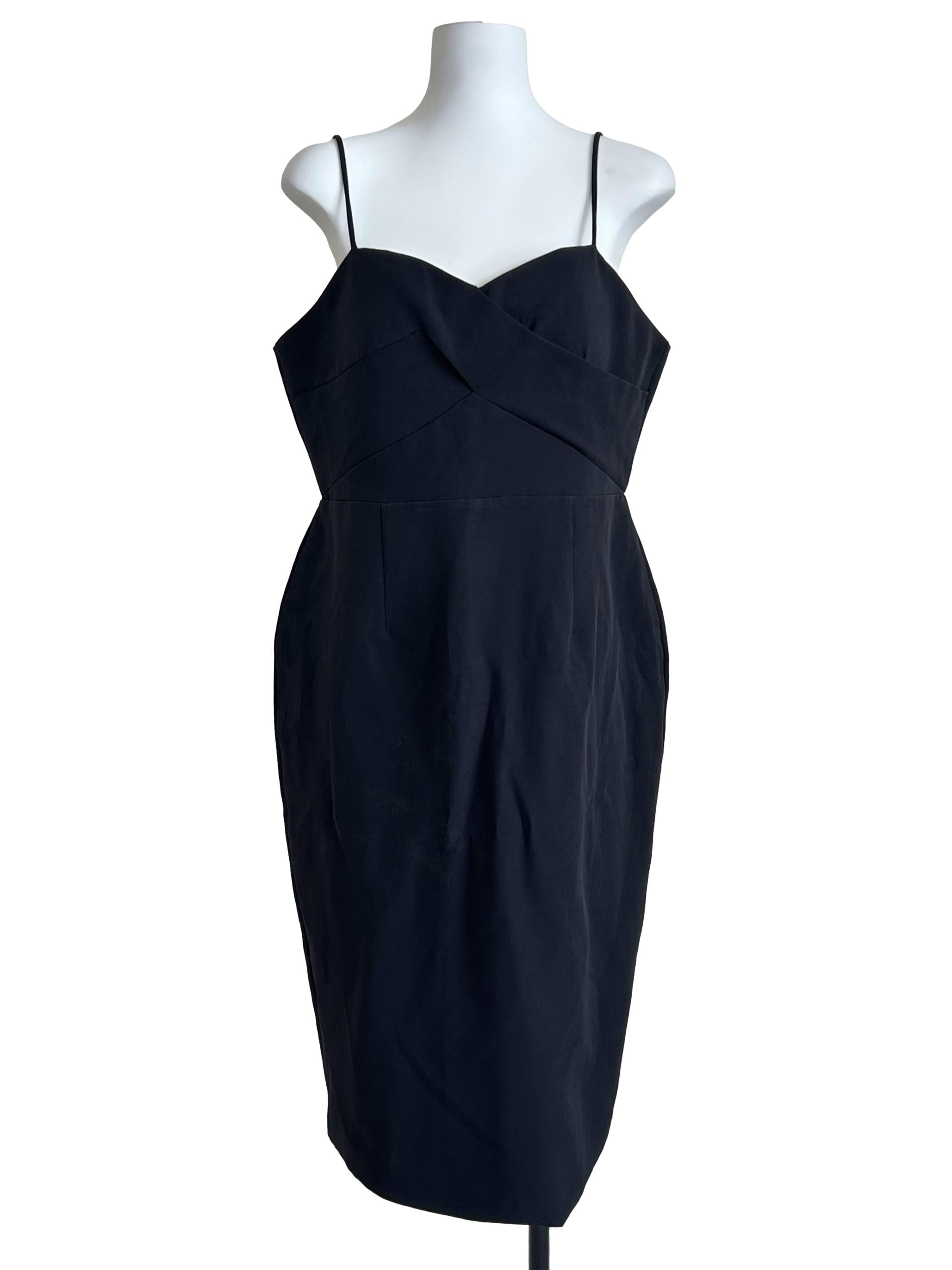 Black Crisscross-Bodice Cami Midi Dress