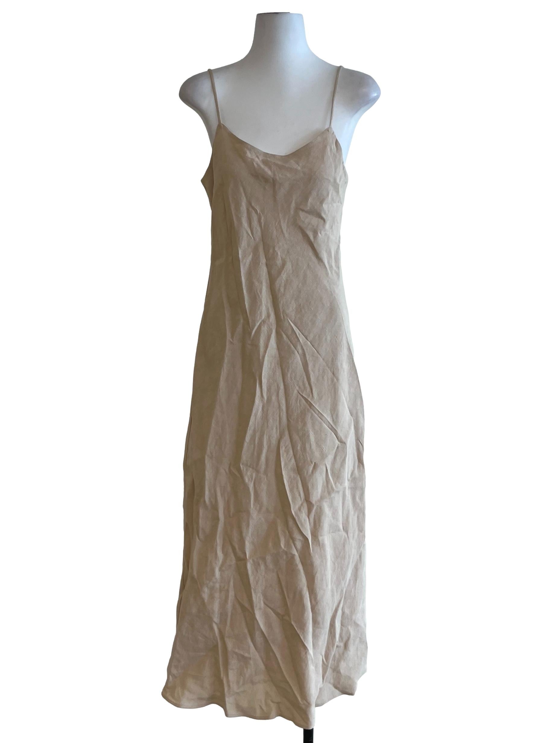Beige Spaghetti Strap Slip Dress
