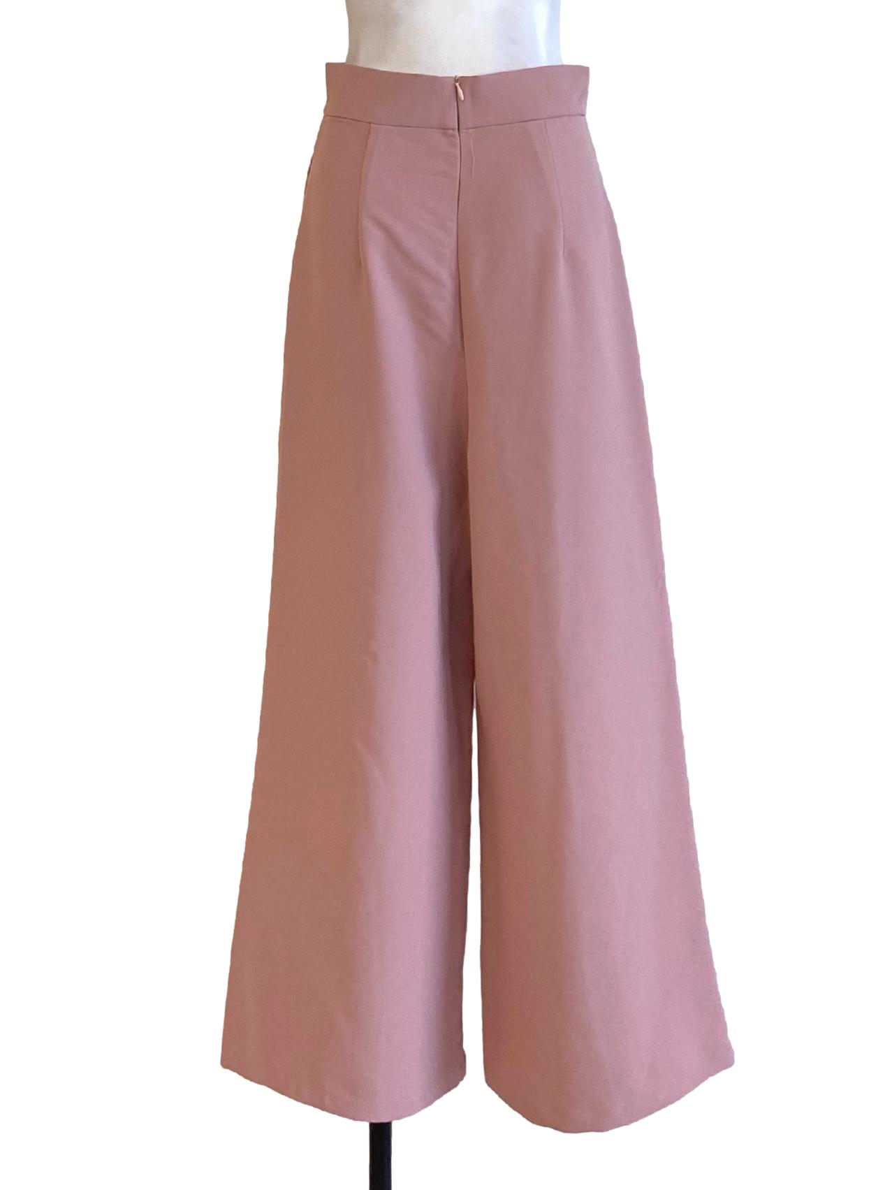 Dusty Pink High Waisted Zip Up Loose Slack Pants