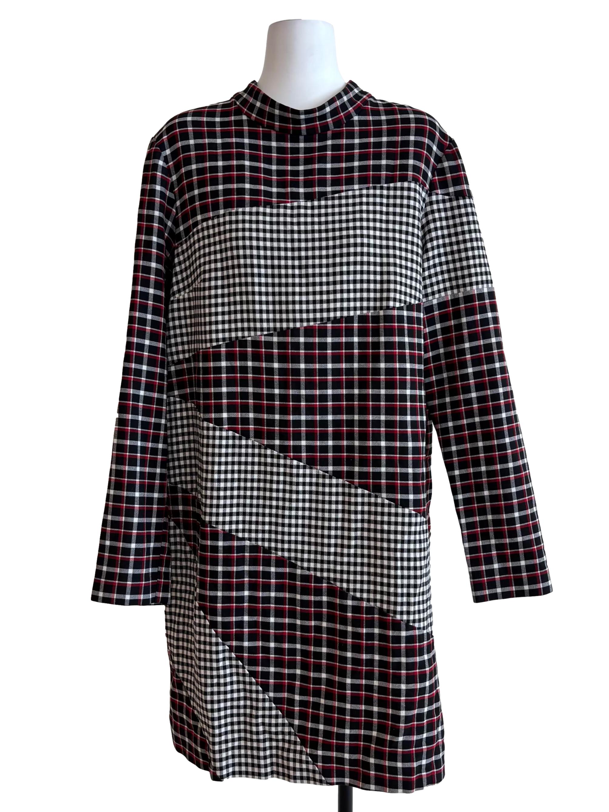 Black And White Mix Checkered Dress