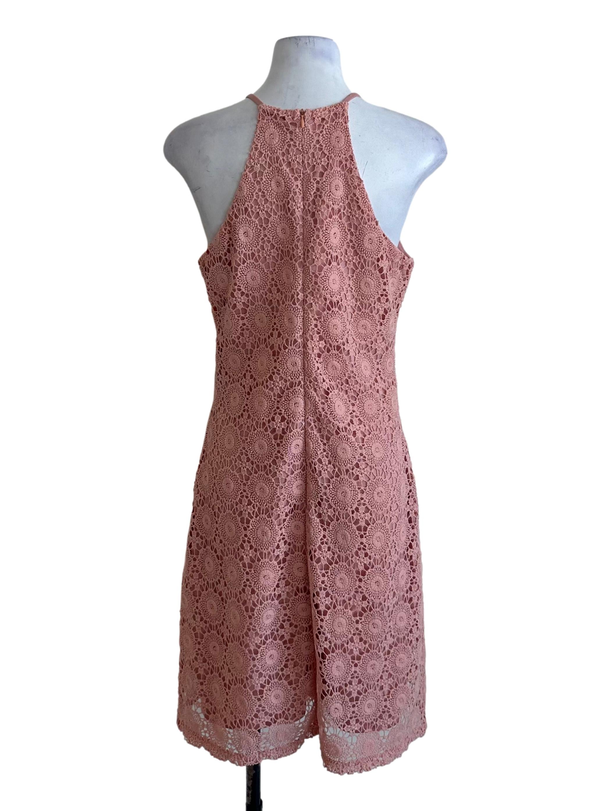 Dusty Pink Lace Halter Dress
