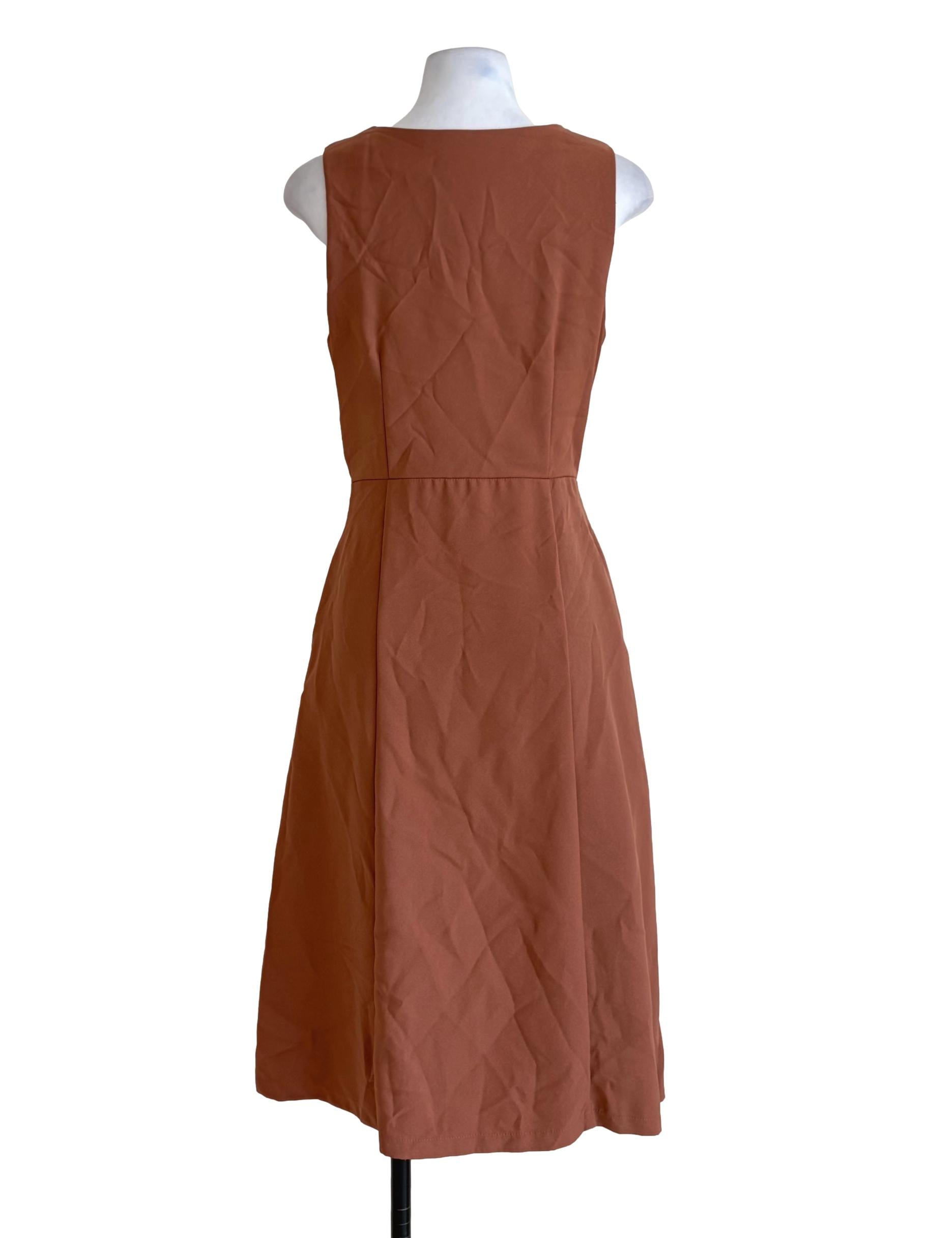 Peanut Brown V-Neck Button Down Sundress