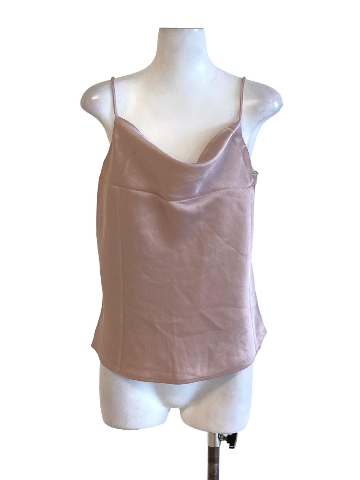 Dusty Pink Spaghetti Strap Drape Front Flowy Top LB
