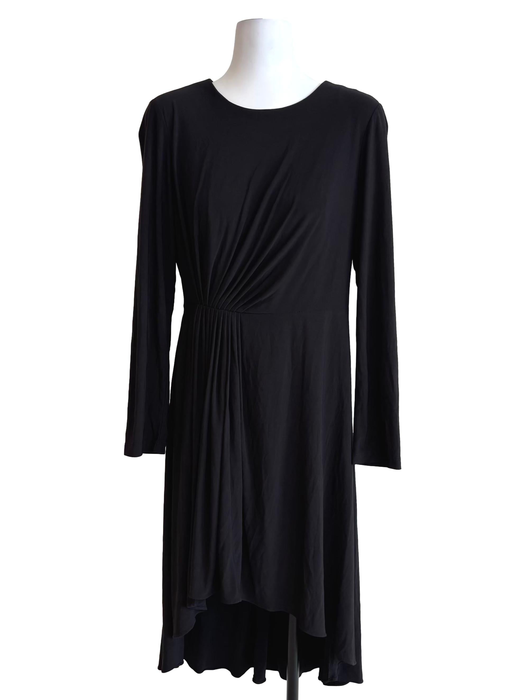 Onyx Black Pleated High Low Dress