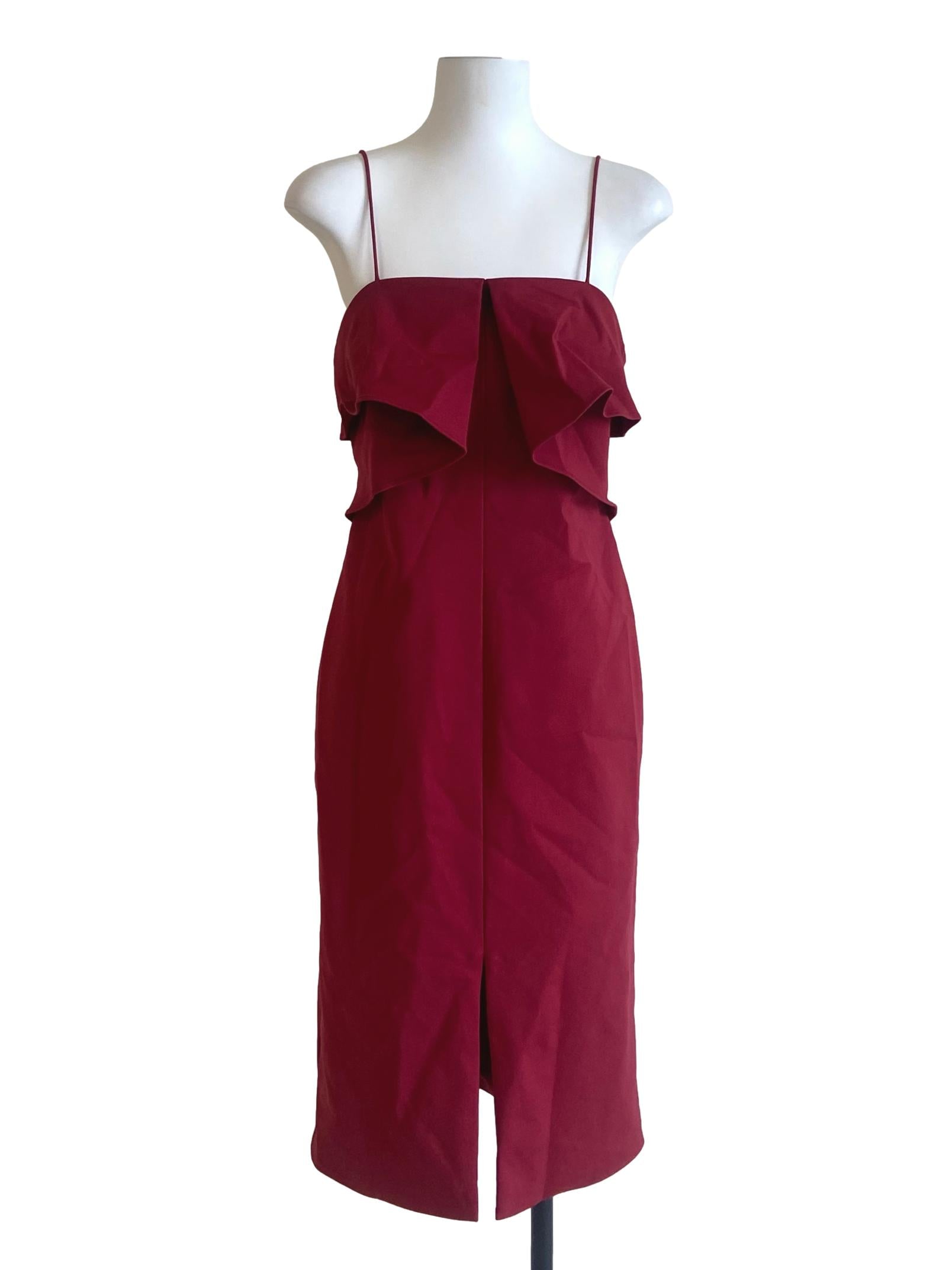 Apple Red Spaghetti Straps Slit Dress LB