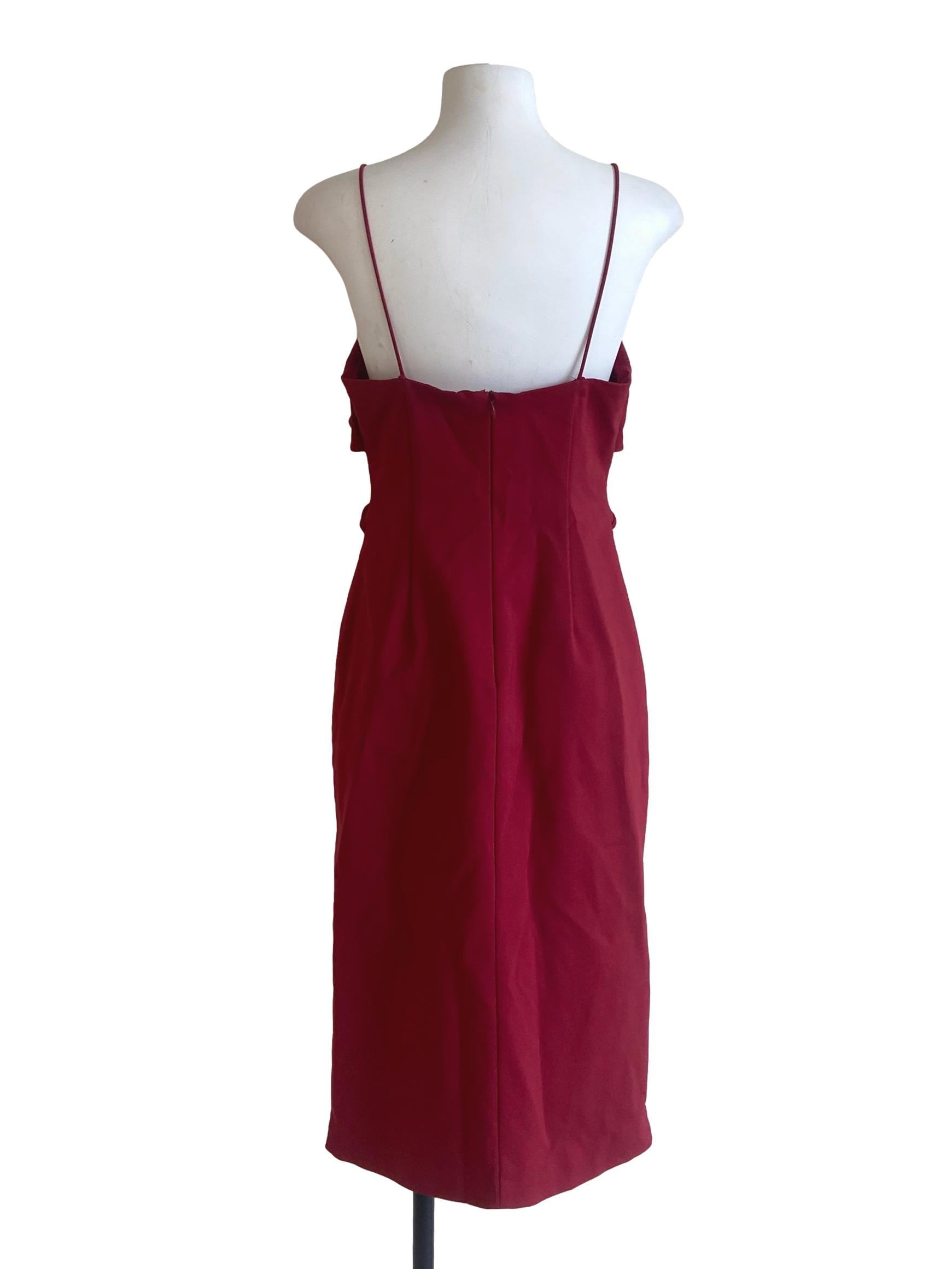 Apple Red Spaghetti Straps Slit Dress LB