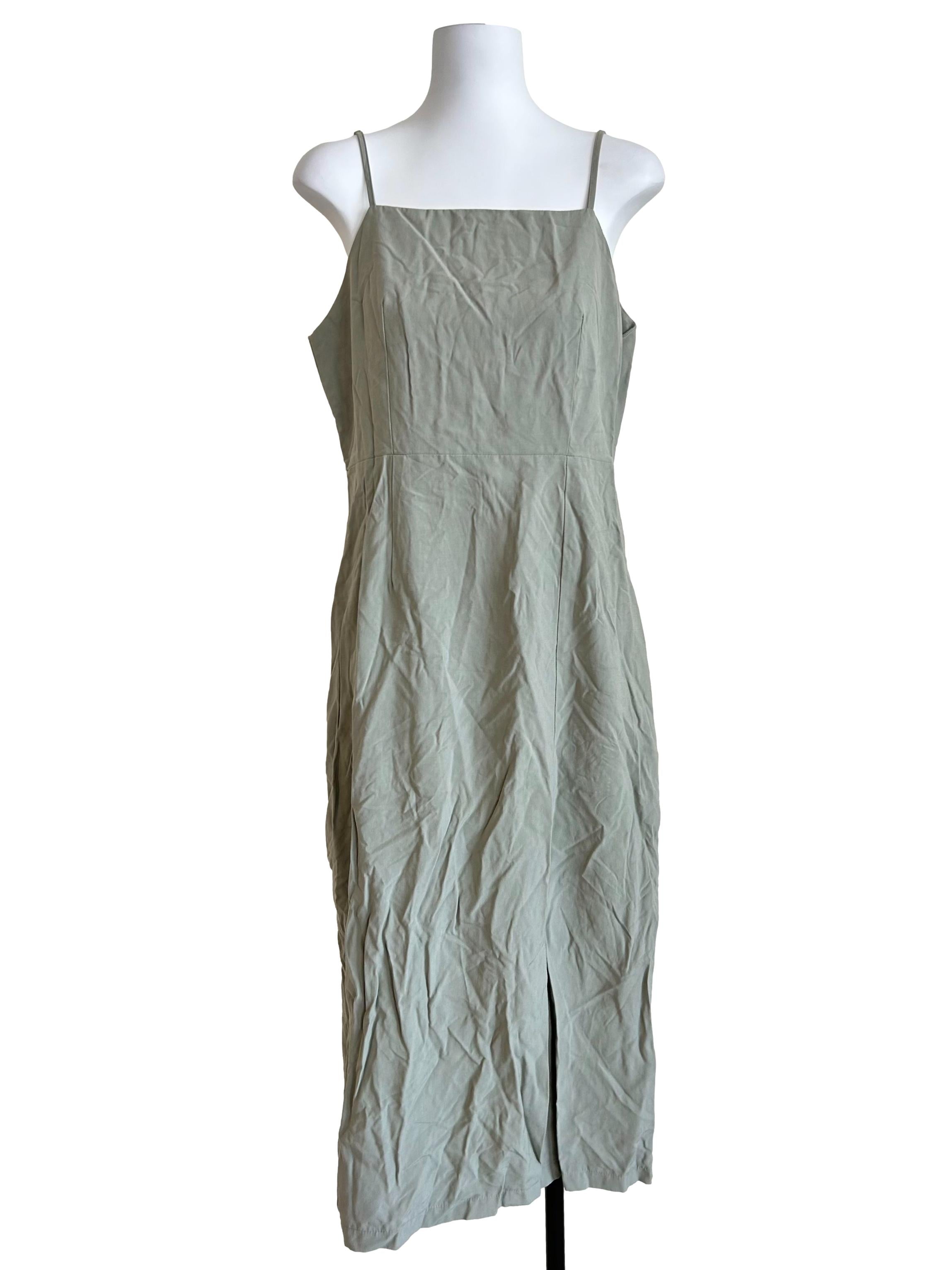 Sage Slit-Front Cami Midi Dress