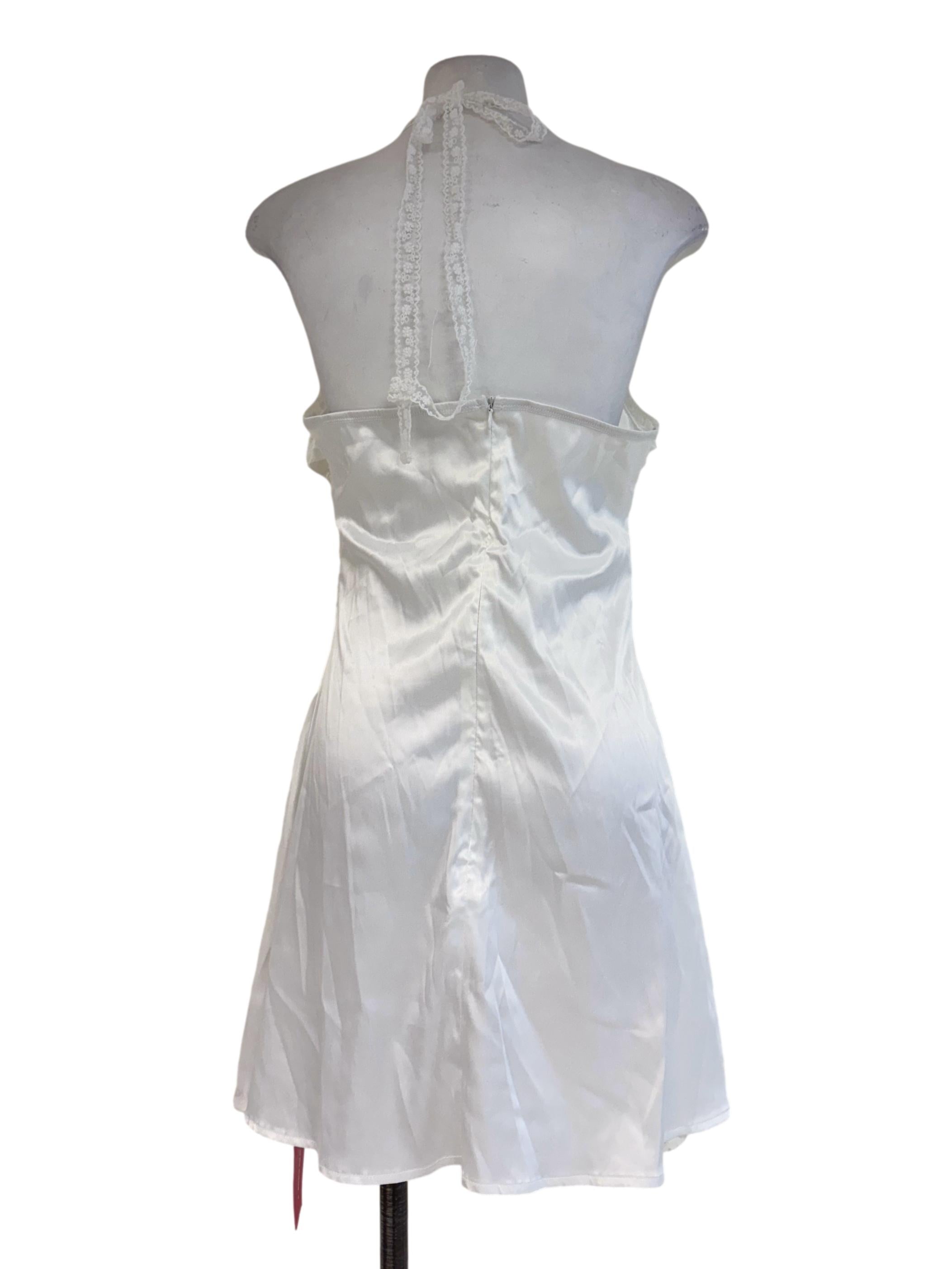 White Halter Strap Slip Dress
