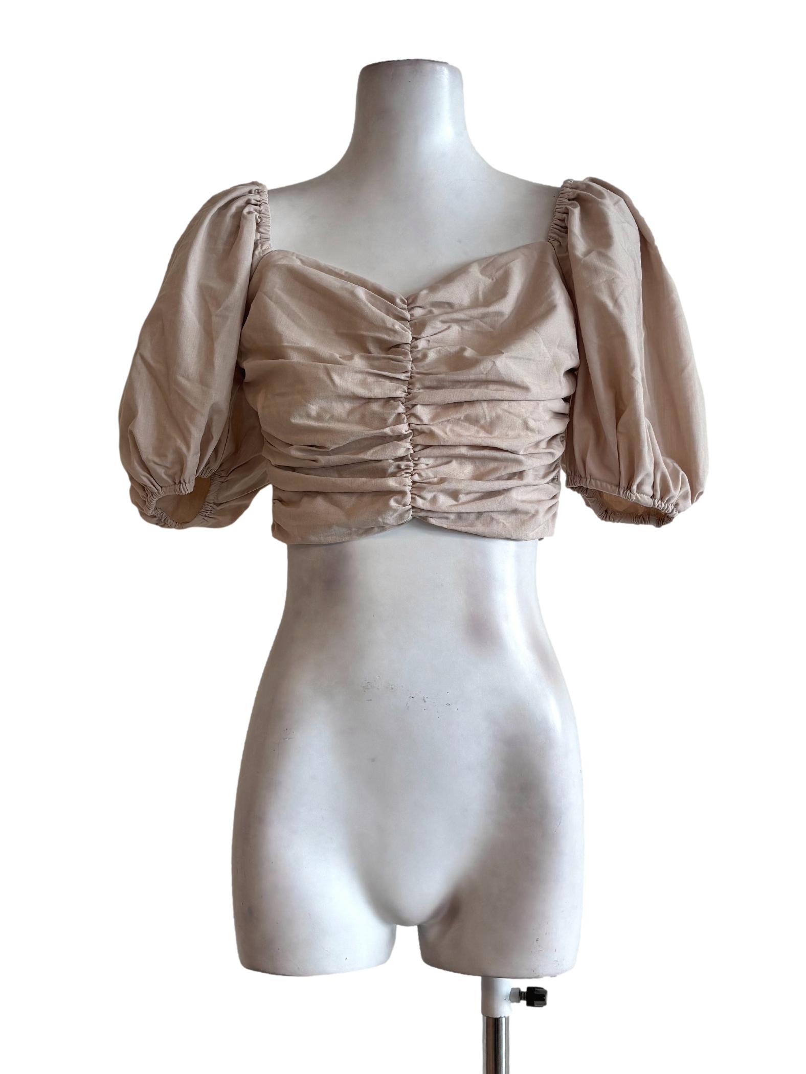 Cream Scrunched Top
