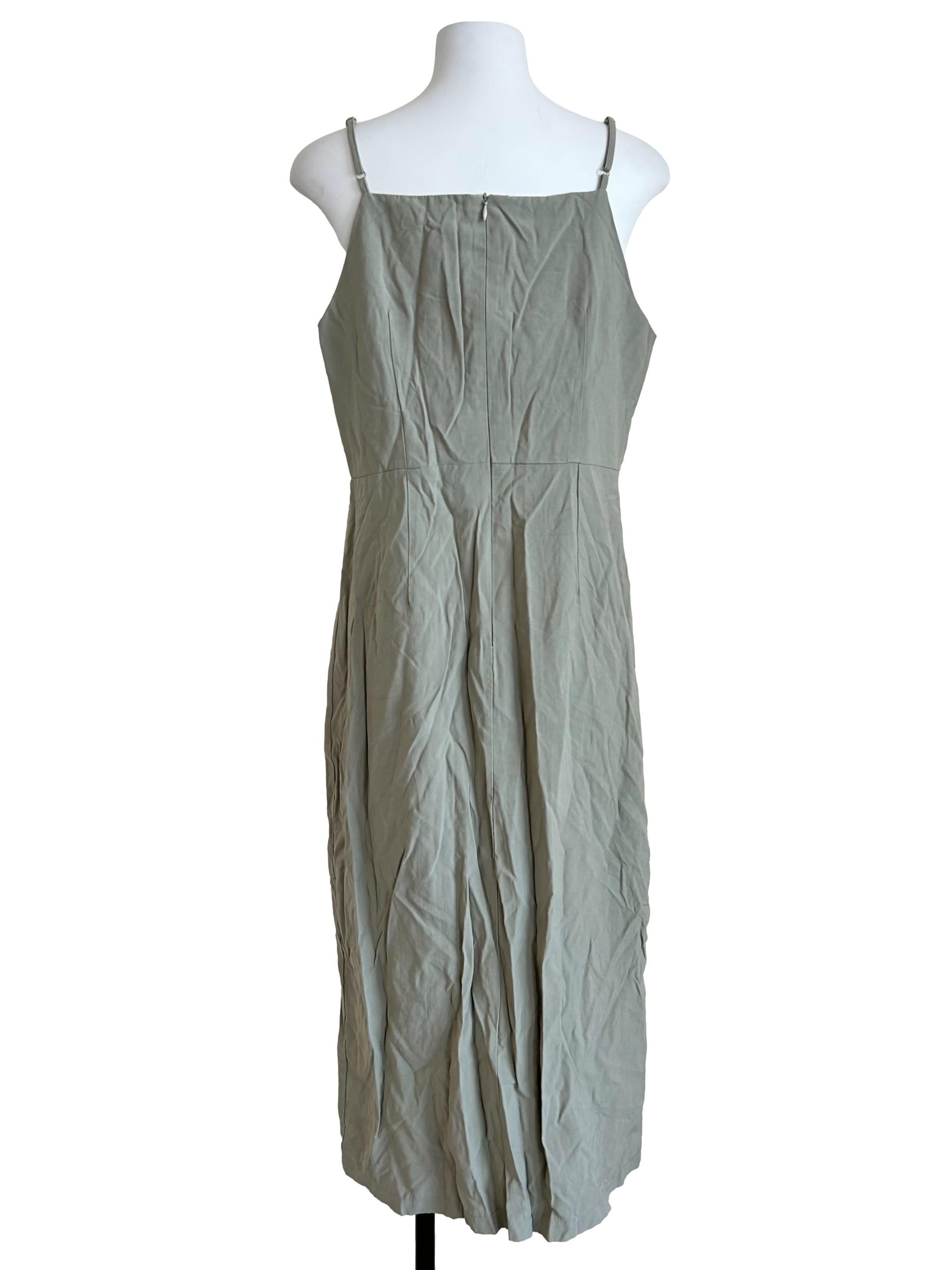 Sage Slit-Front Cami Midi Dress