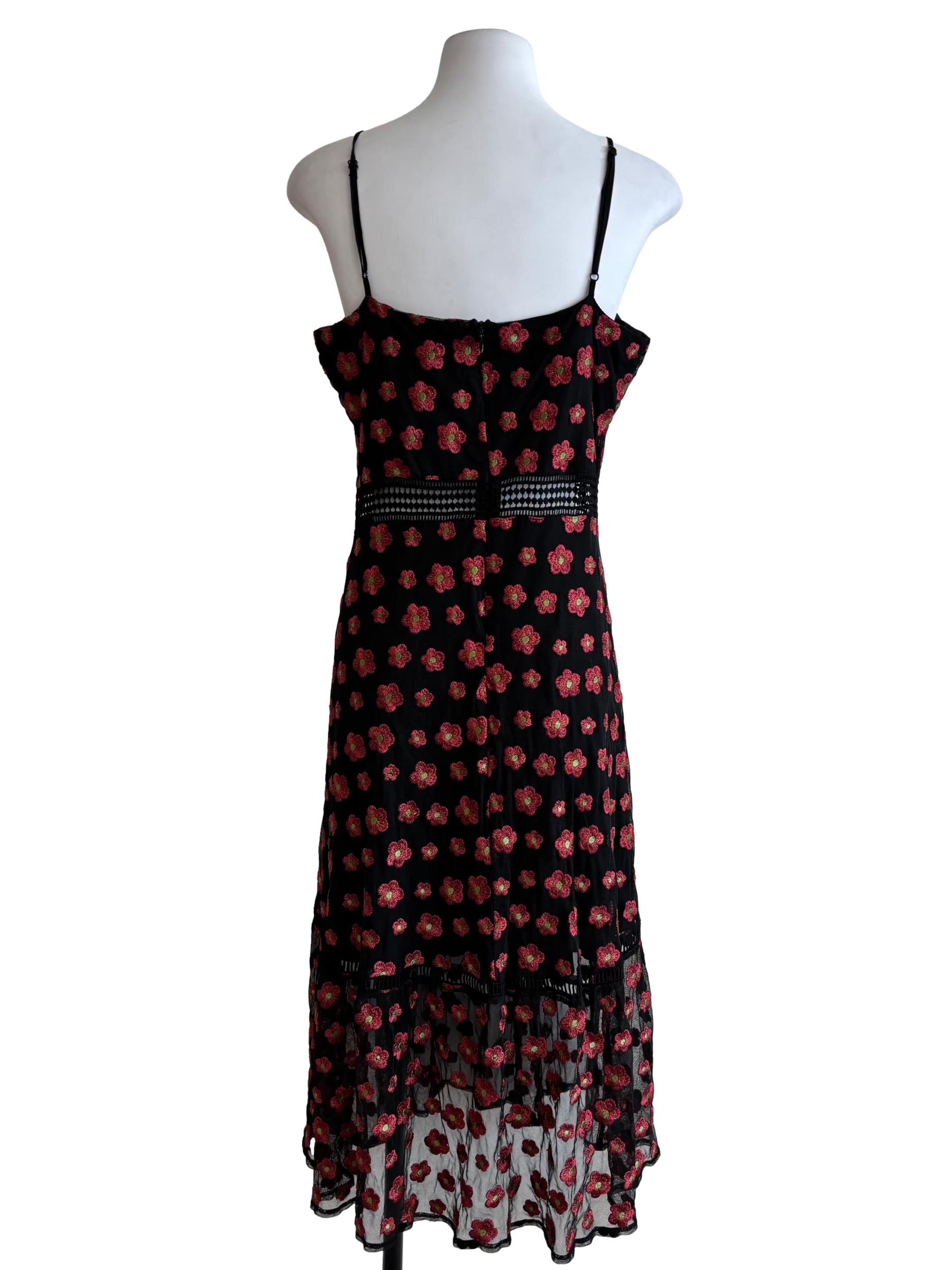 Onyx Black Embroidered Cami Dress