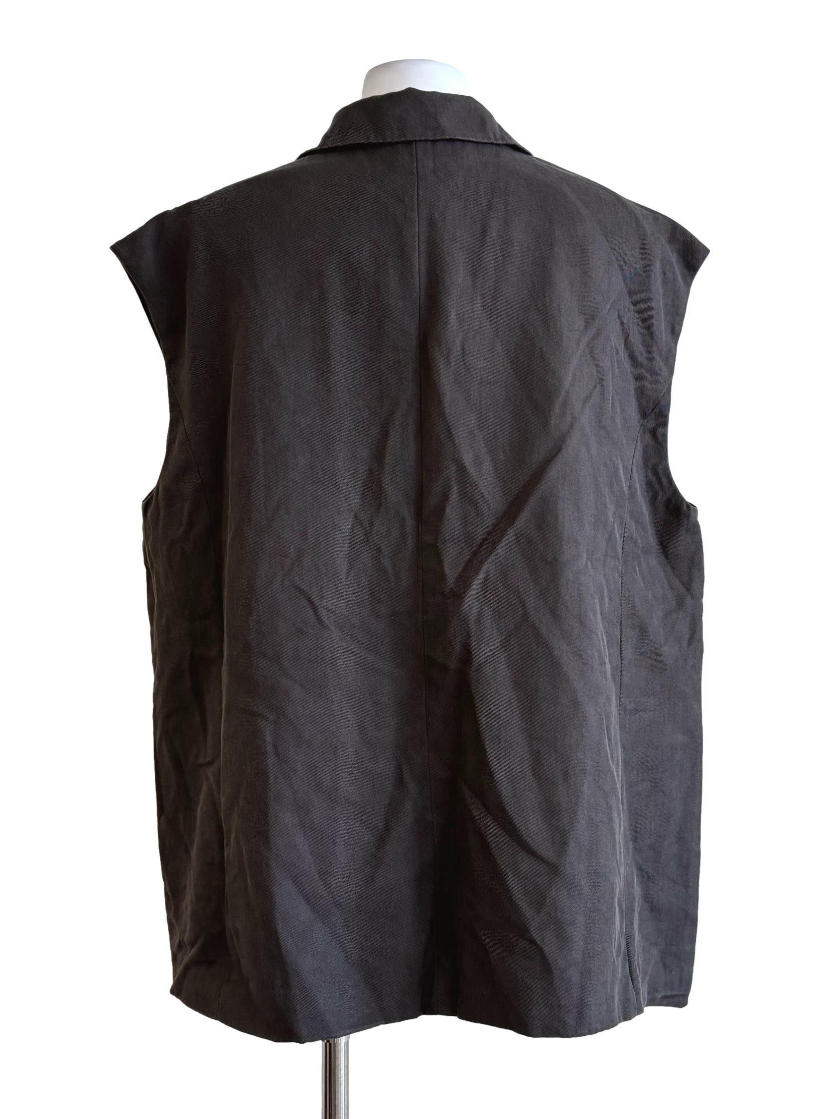 Carbon Grey Sleeveless Linen Vest TCL