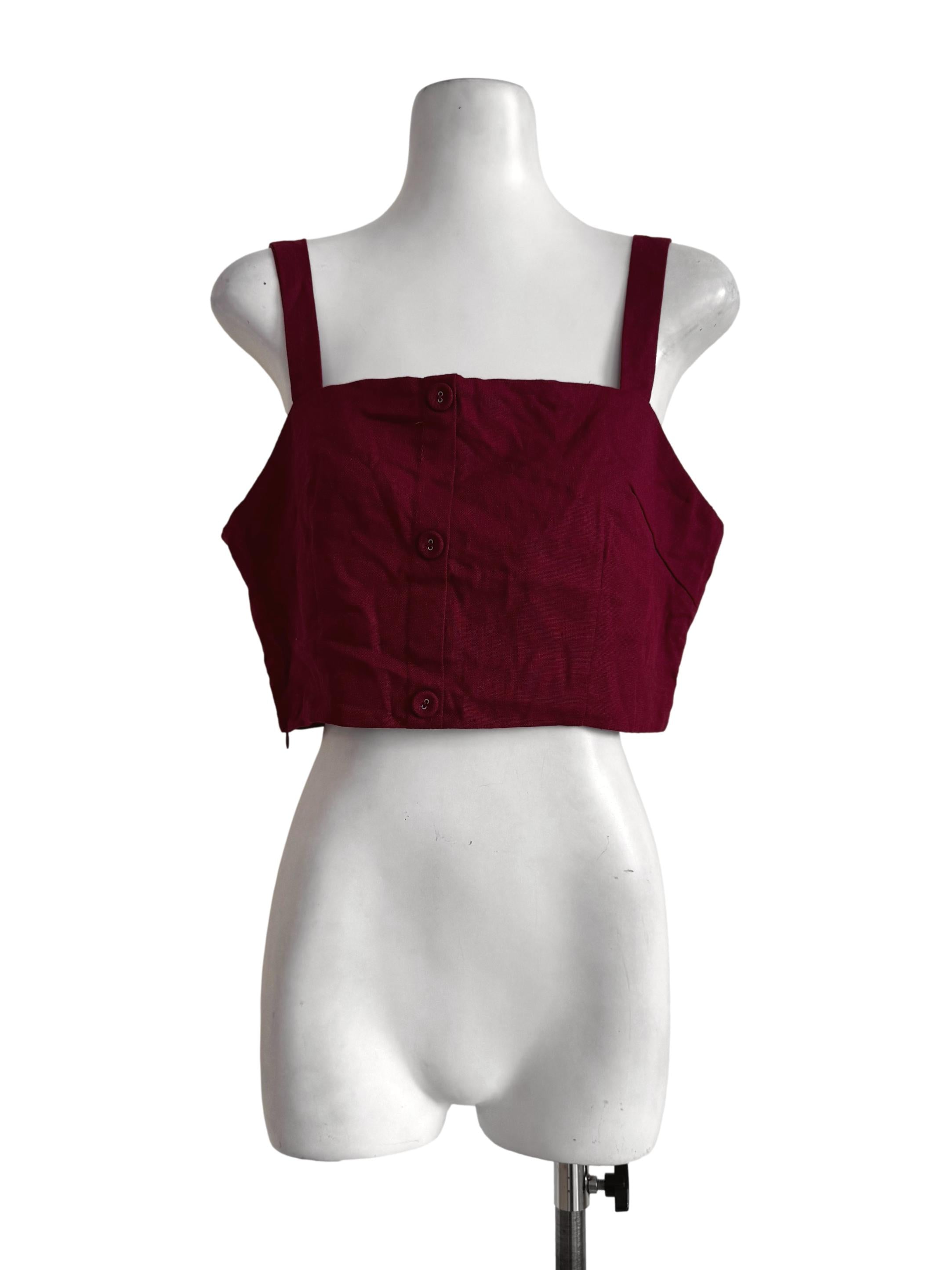 Maroon Front Button Bralet YHF