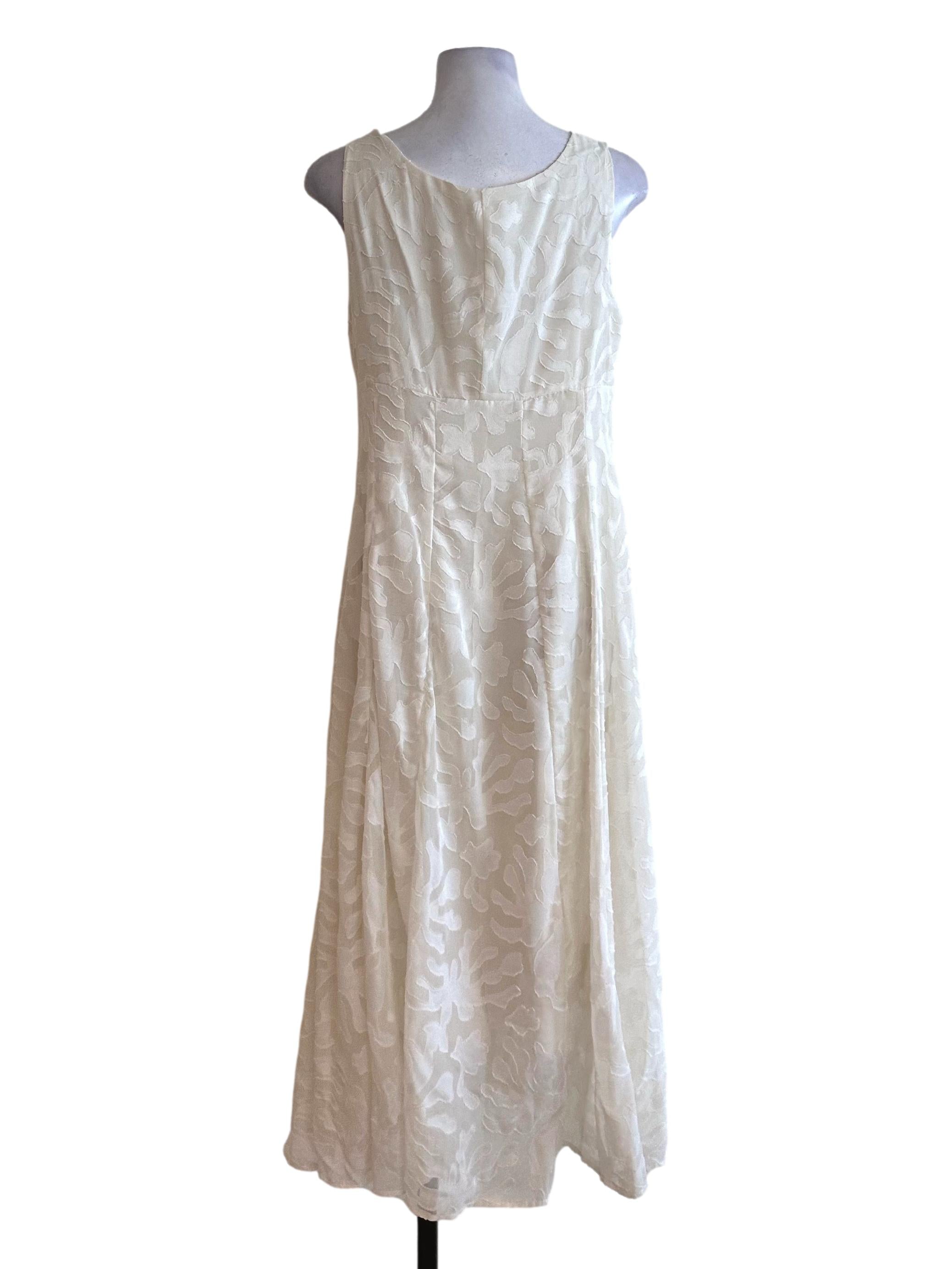 Pearl White Textured Square Neck Dress