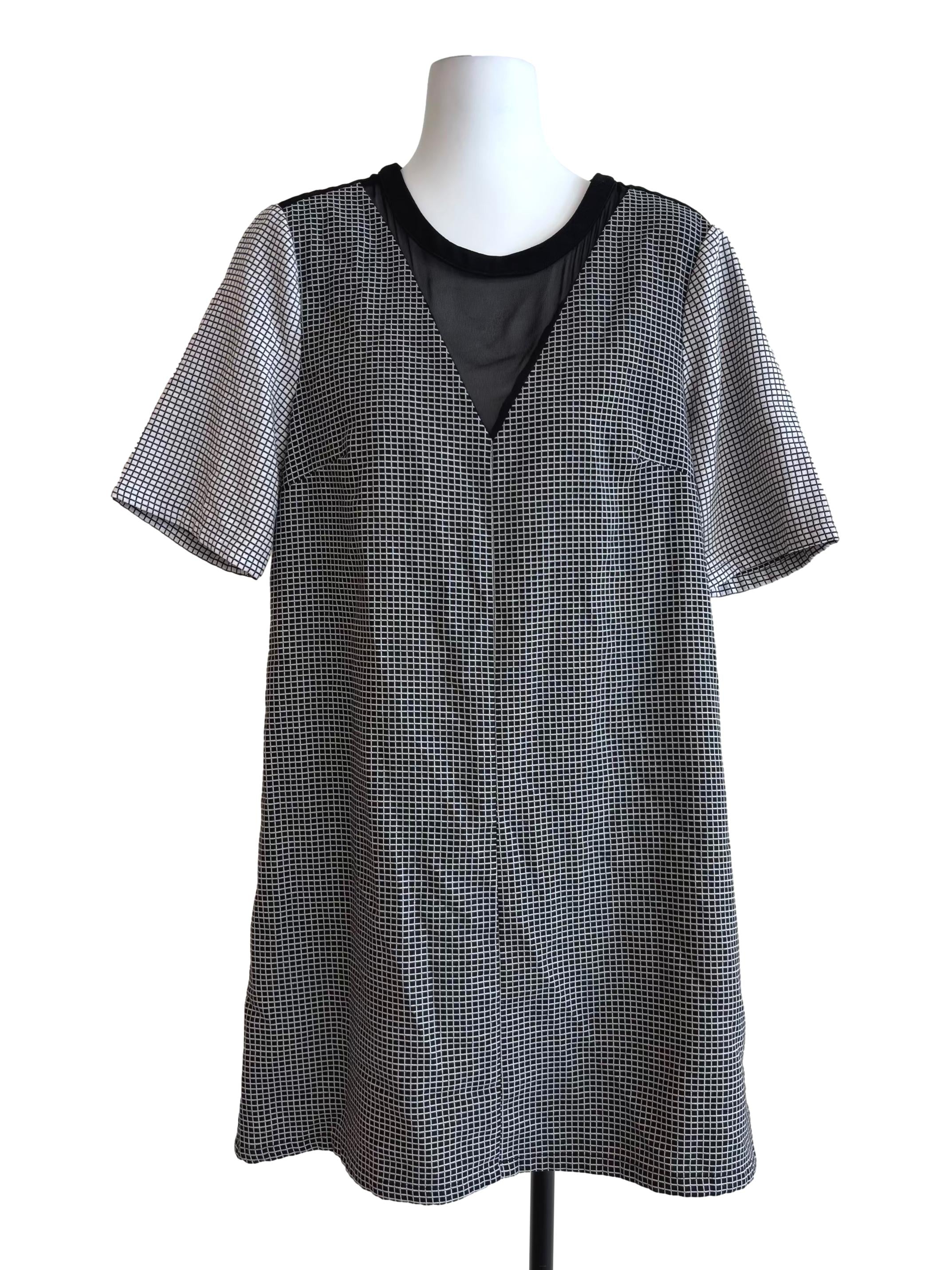 Black And White Checkered Short Sleeve Dress
