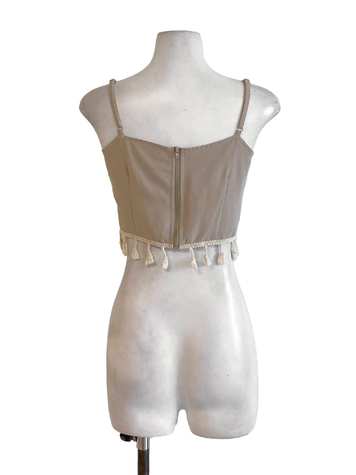 Light Cedar Brown Square Neck Waisted Cropped Top