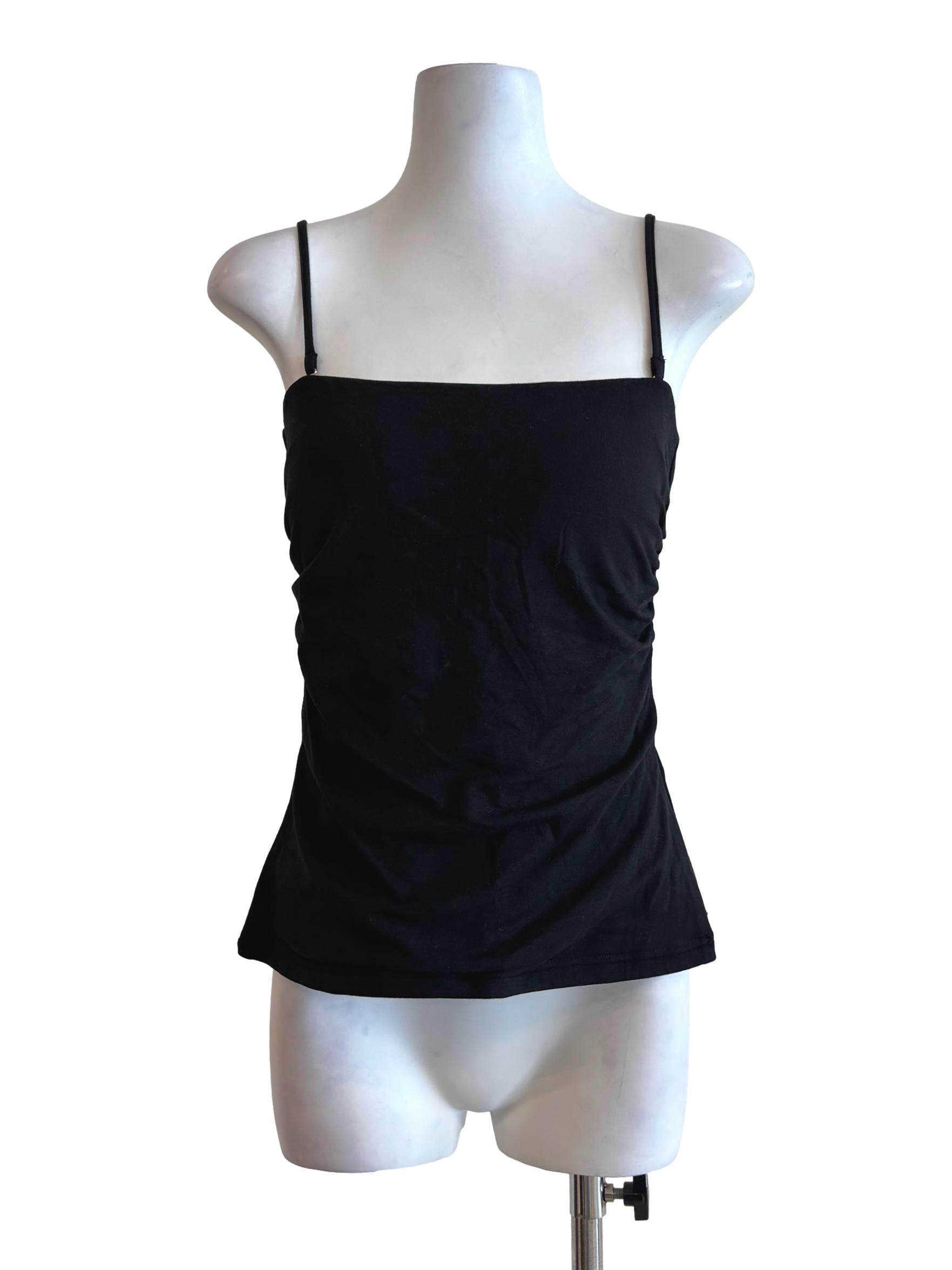 Soft Black Spaghetti Strap Fitted Top