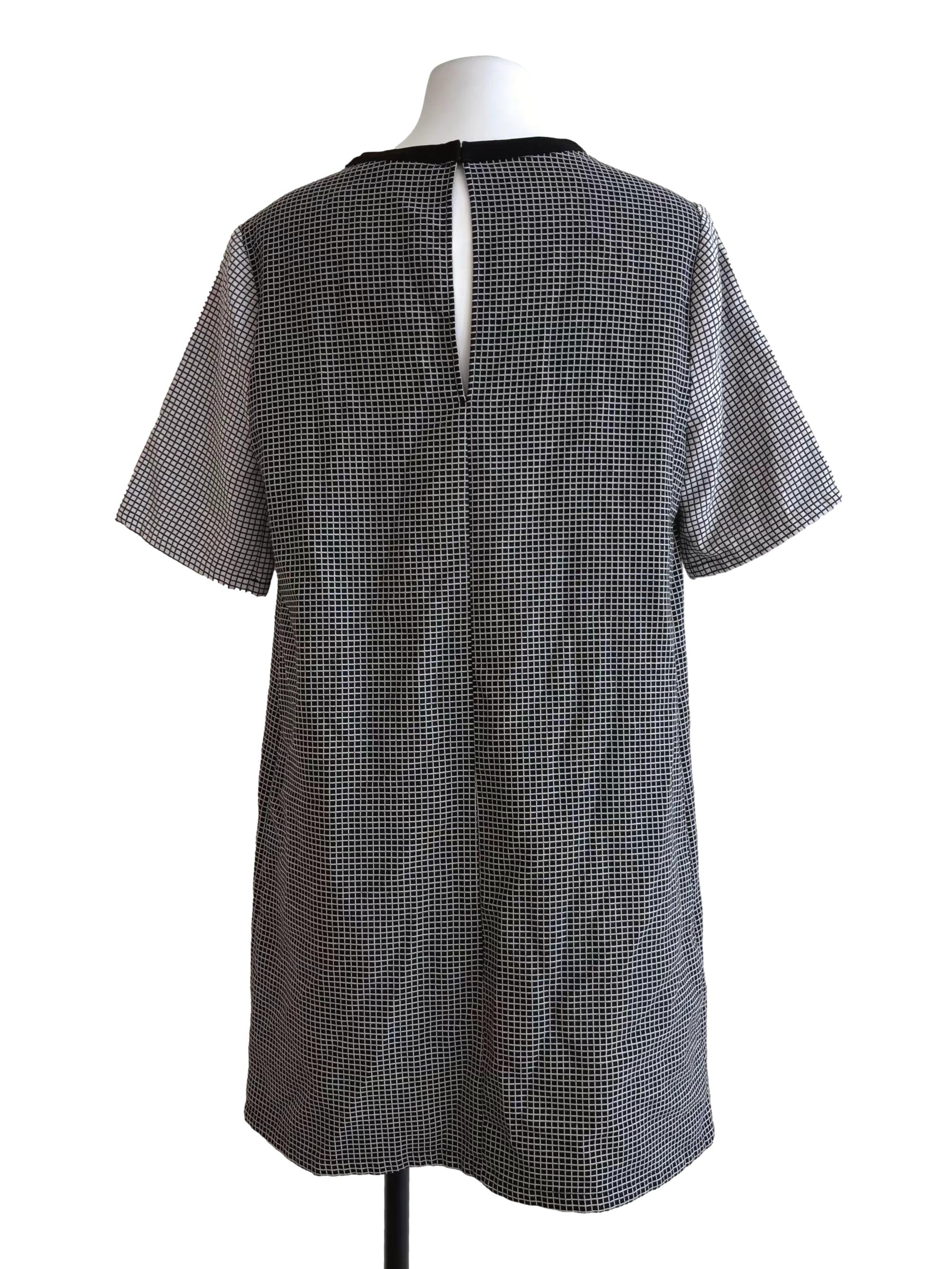 Black And White Checkered Short Sleeve Dress