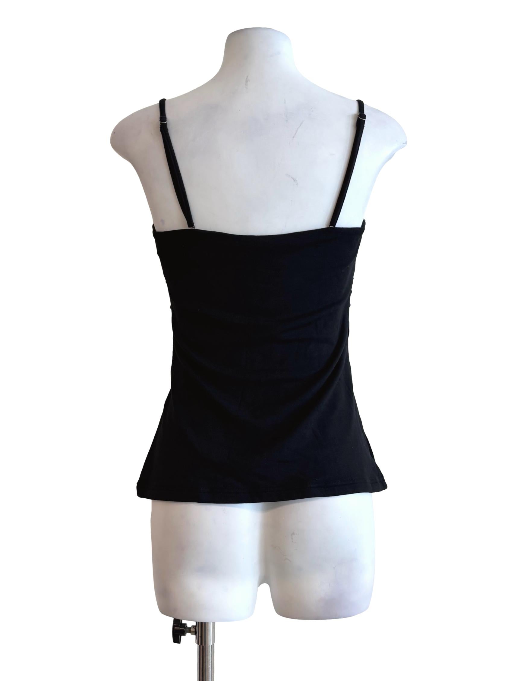 Soft Black Spaghetti Strap Fitted Top